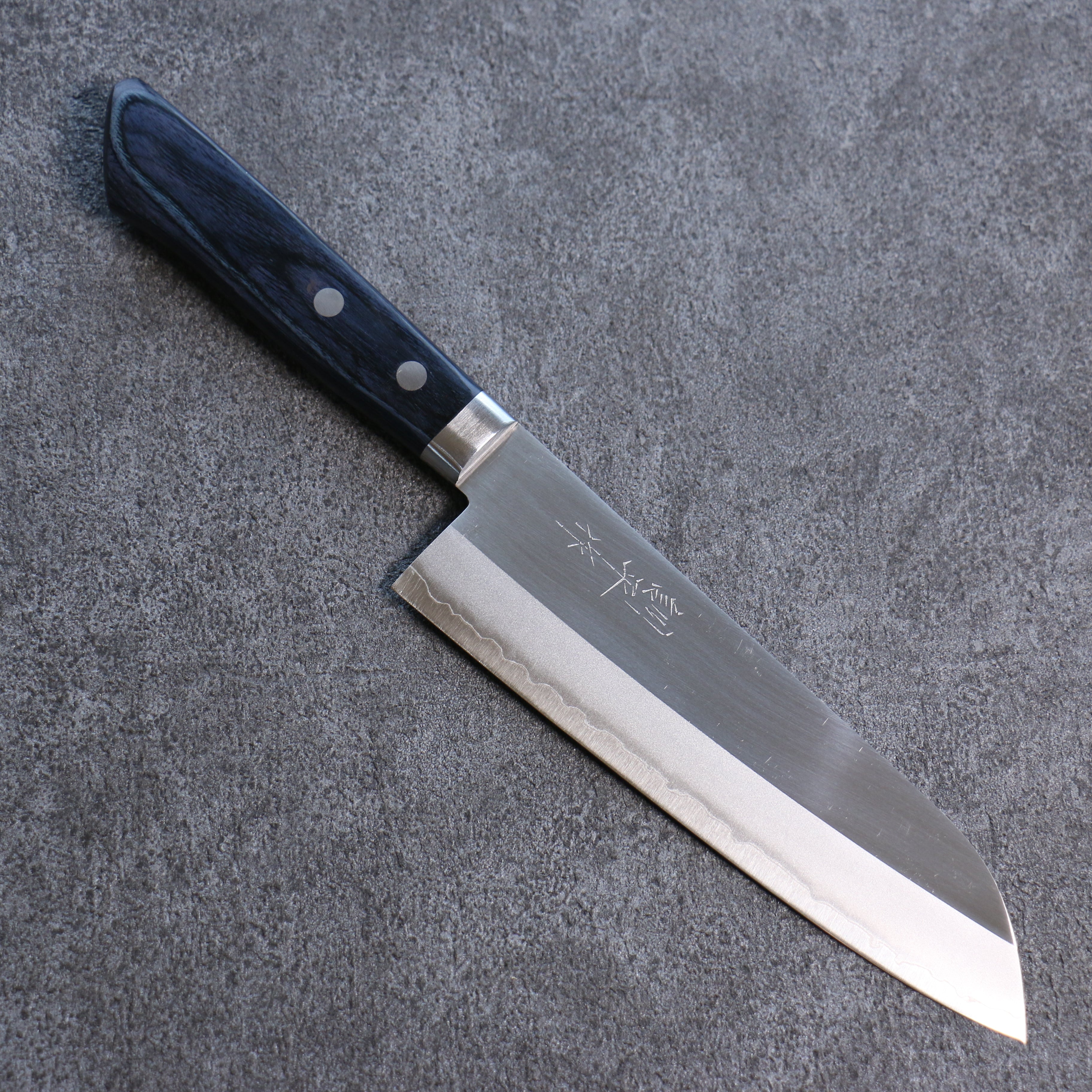 Kunihira VG1 Migaki Finished Santoku 170mm Navy blue Pakka wood Handle - Seisuke Knife