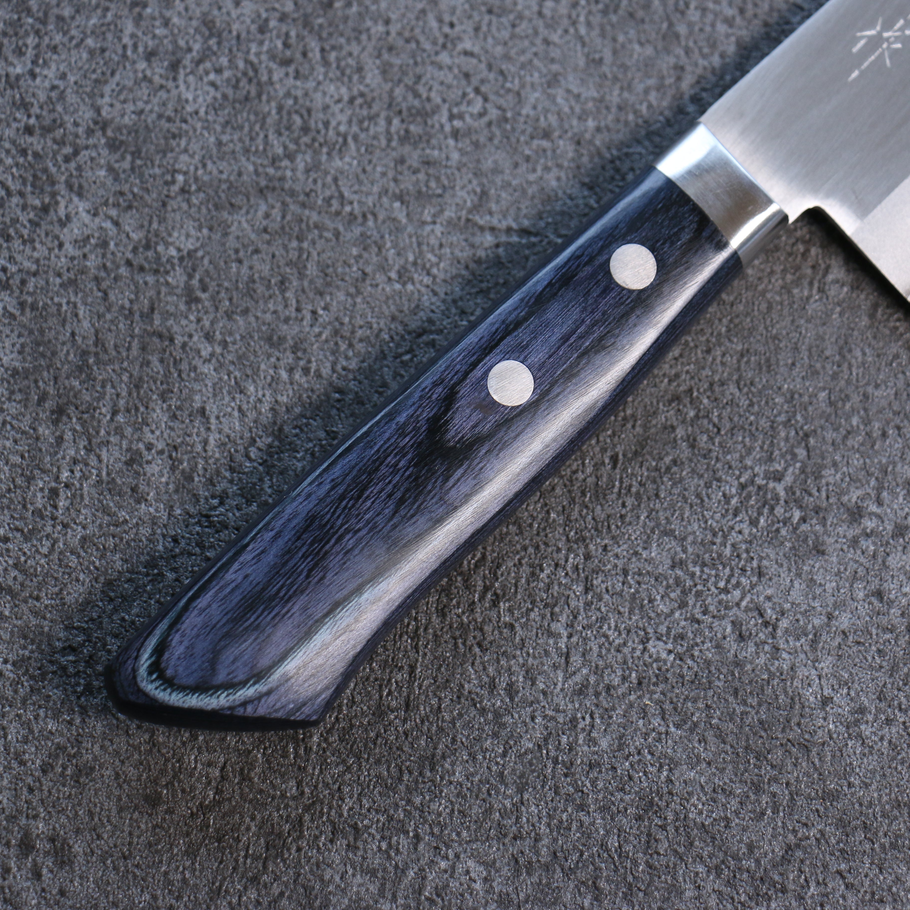 Kunihira VG1 Migaki Finished Santoku 170mm Navy blue Pakka wood Handle - Seisuke Knife