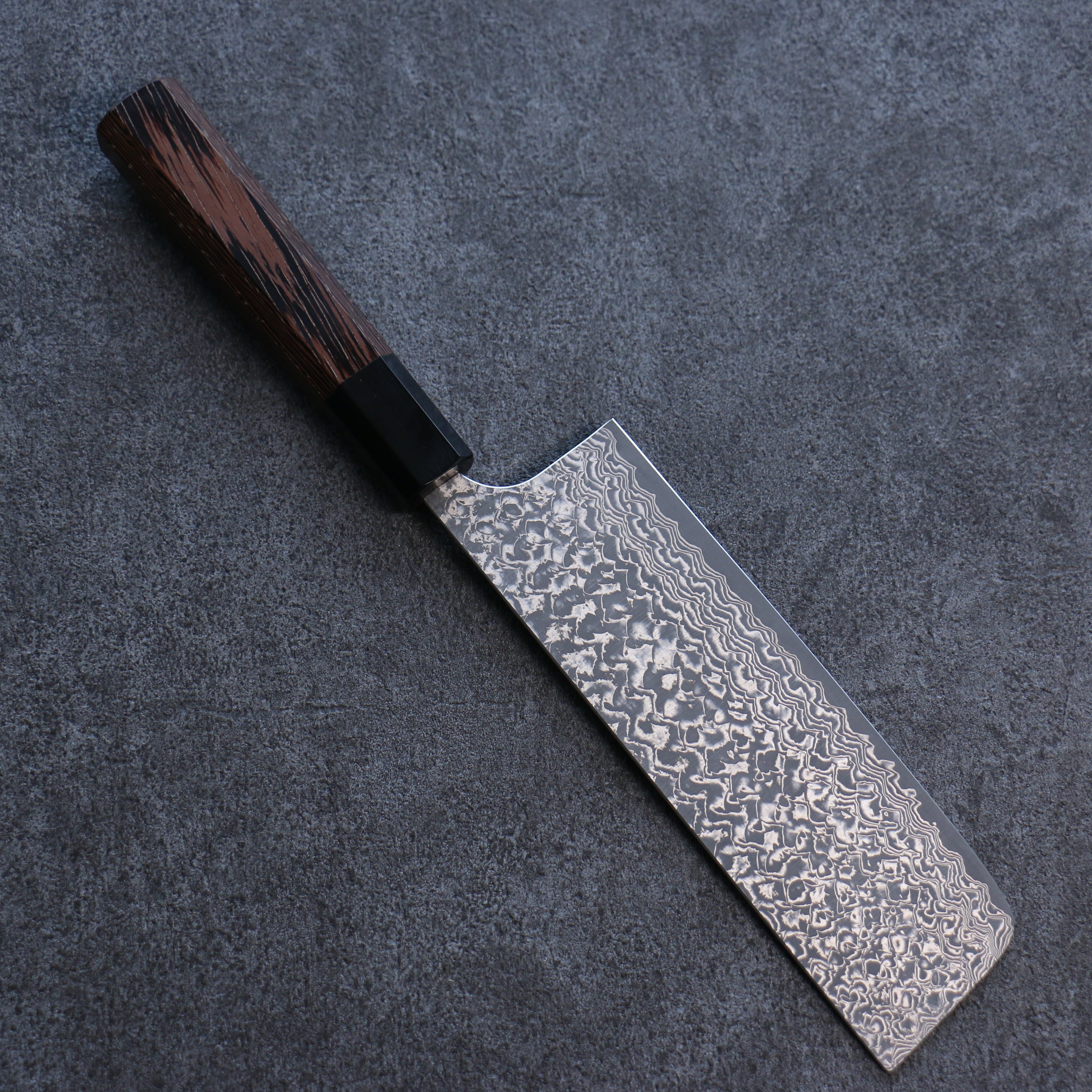 Yoshimi Kato VG10 Black Damascus Nakiri  165mm Wenge Handle - Seisuke Knife