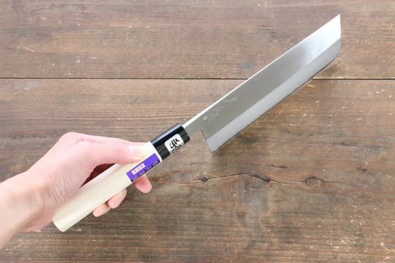 Kanetsune Blue Steel No.2 Migaki Finished Nakiri 165mm Magnolia Handle - Seisuke Knife