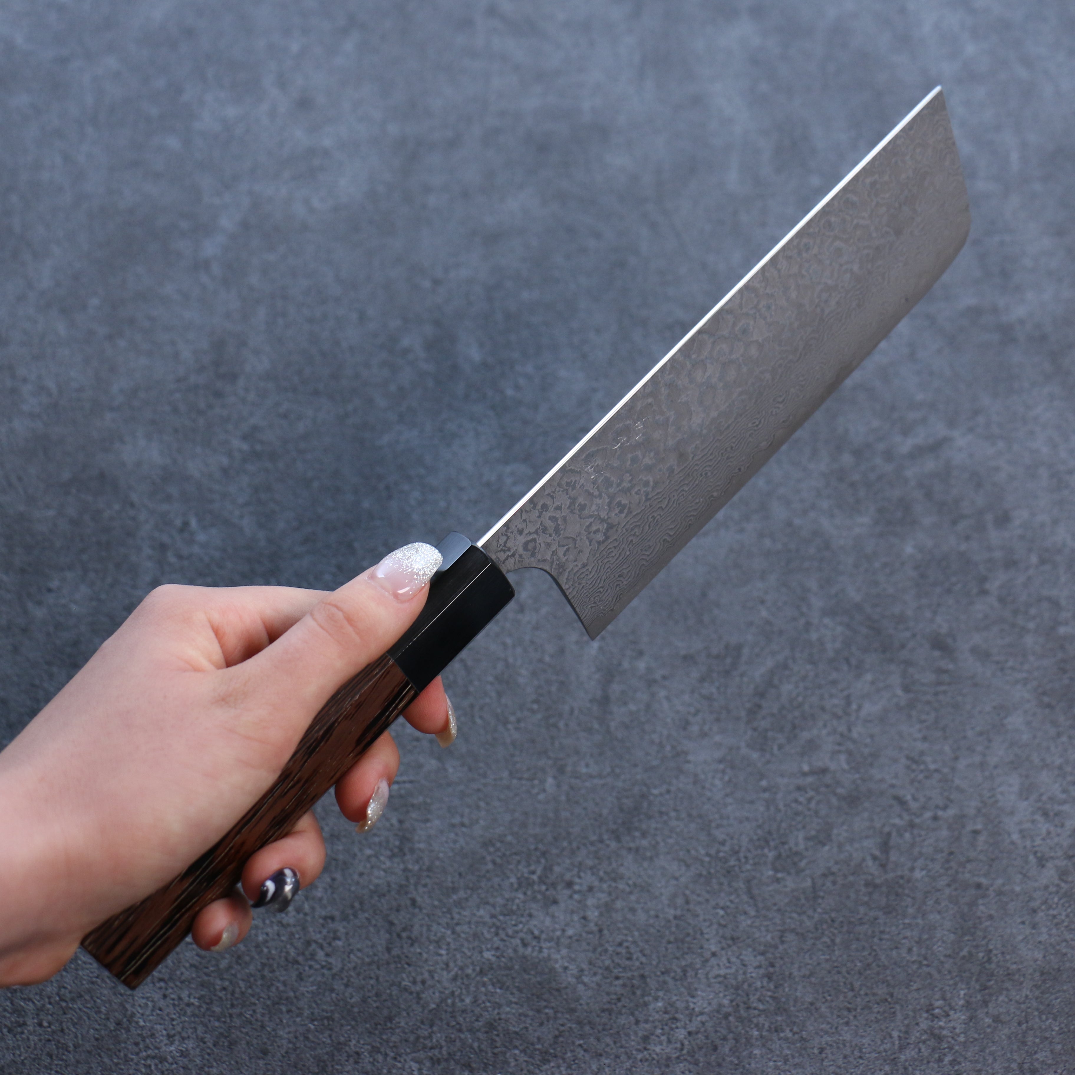 Yoshimi Kato VG10 Black Damascus Nakiri  165mm Wenge Handle - Seisuke Knife