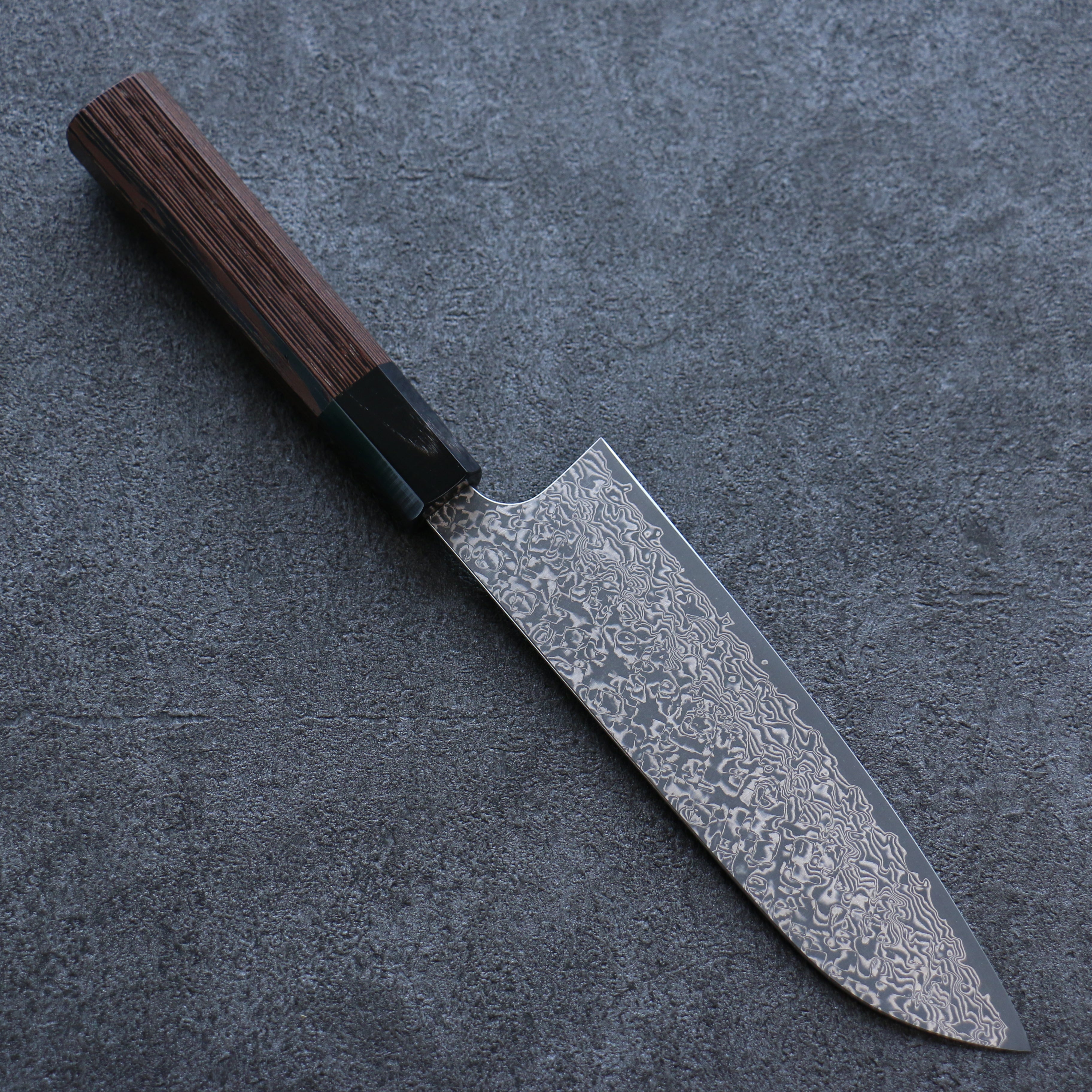 Yoshimi Kato VG10 Damascus Santoku 170mm Wenge Handle - Seisuke Knife