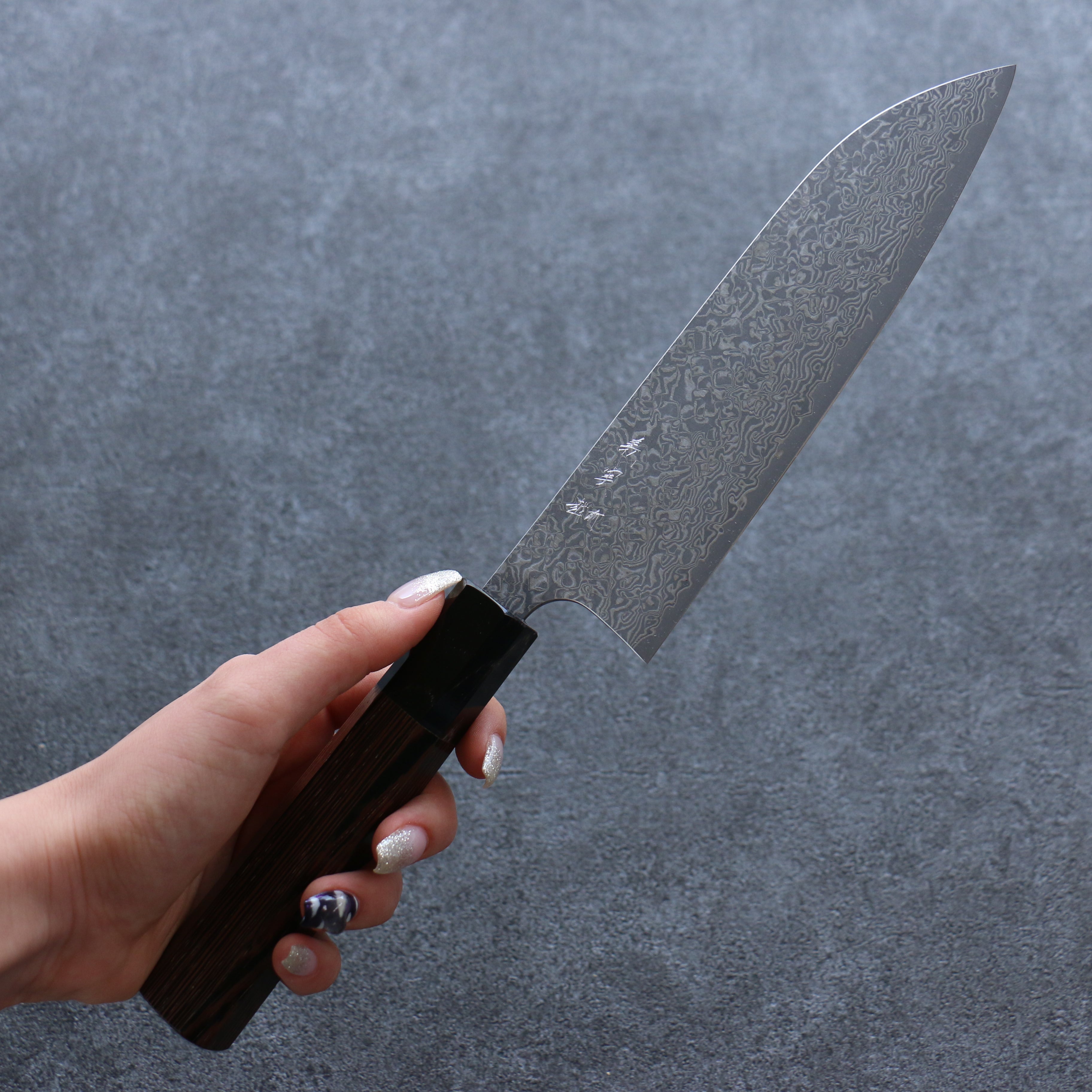 Yoshimi Kato VG10 Damascus Santoku 170mm Wenge Handle - Seisuke Knife
