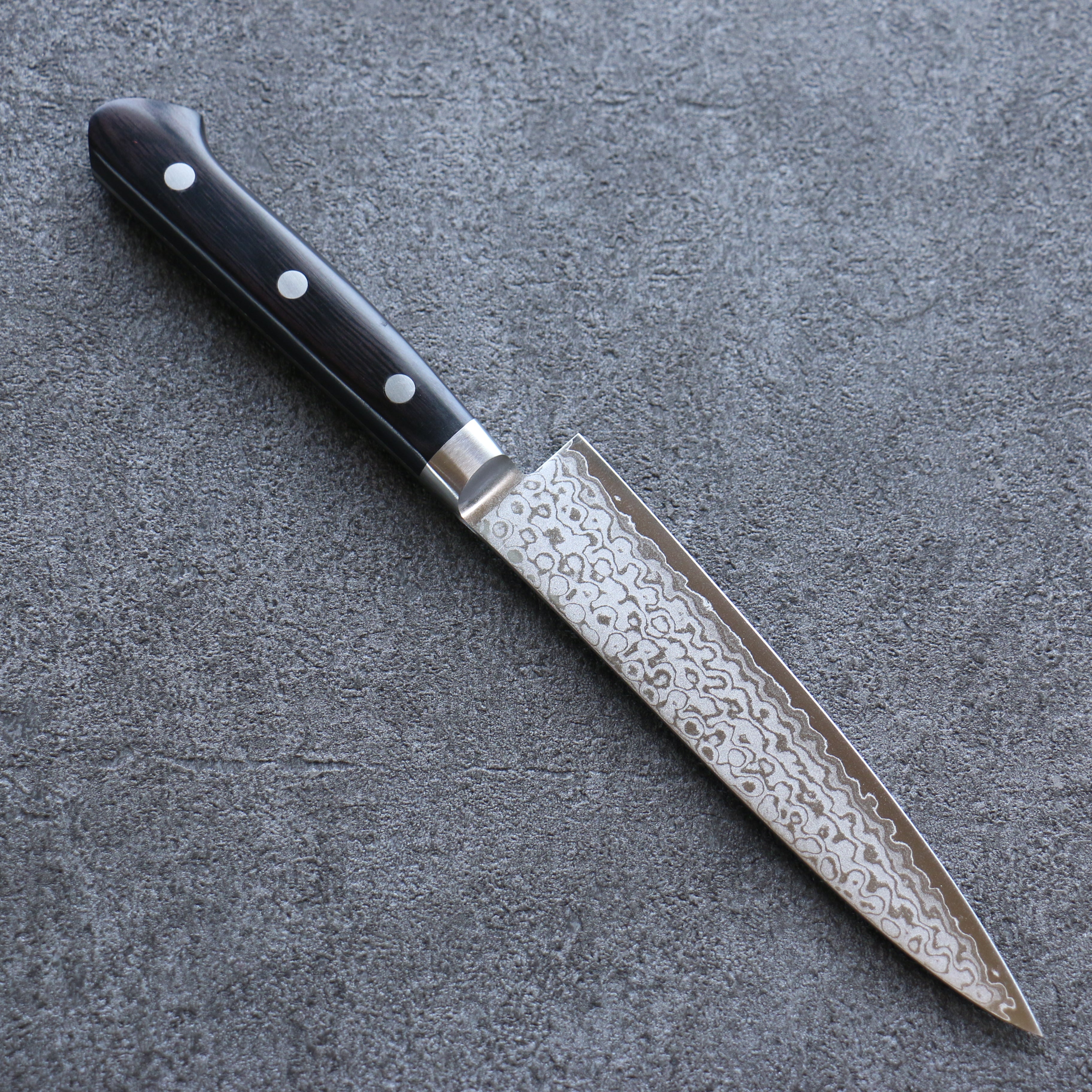 Seisuke VG10 8 Layer Damascus Migaki Petty-Utility 150mm Black Pakka wood Handle - Seisuke Knife