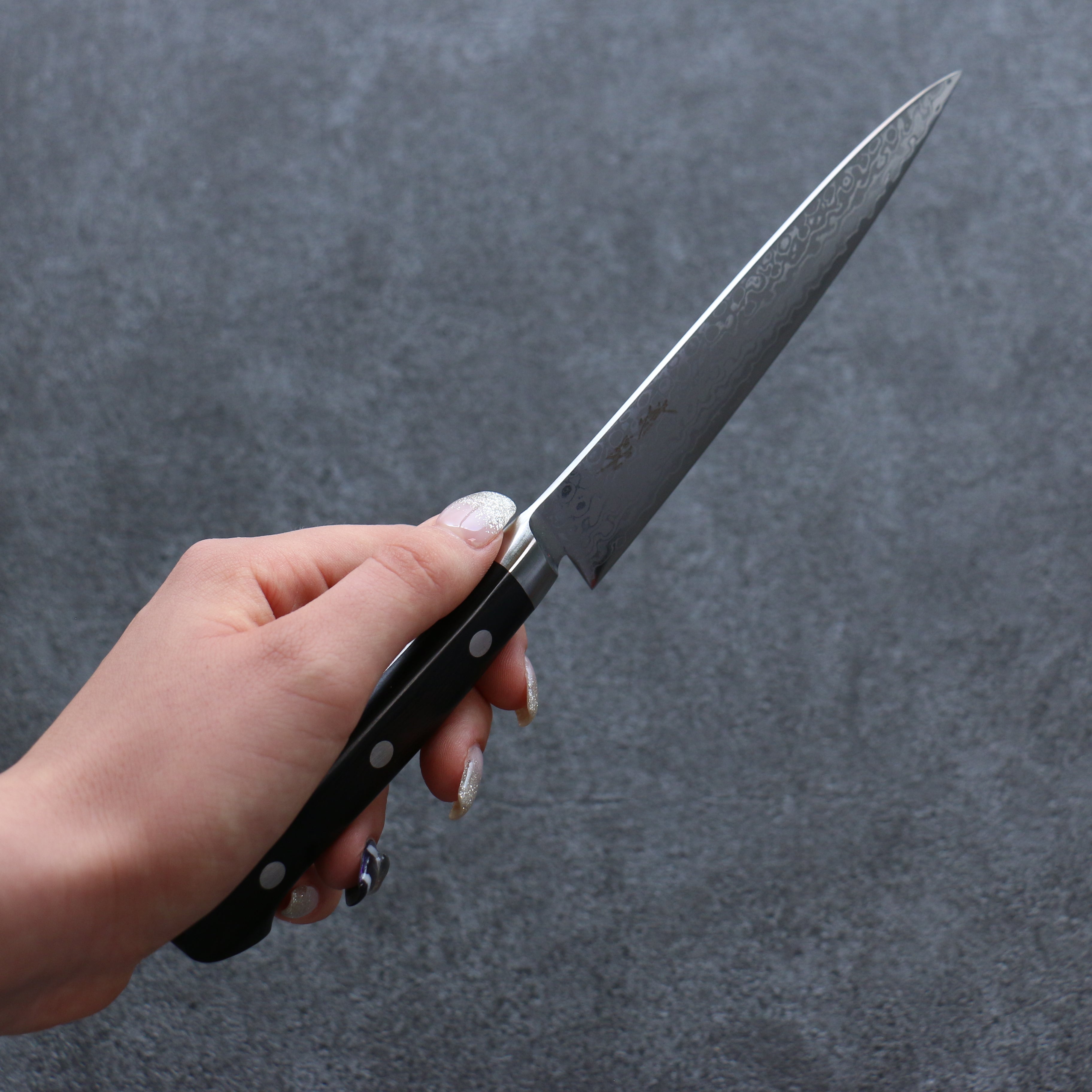 Seisuke VG10 8 Layer Damascus Migaki Petty-Utility 150mm Black Pakka wood Handle - Seisuke Knife