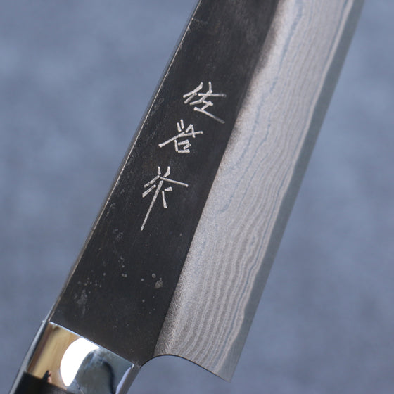 Takeshi Saji Blue Super Black Finished Damascus Kiritsuke Gyuto 180mm Black Micarta Handle - Seisuke Knife