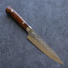  Takeshi Saji VG10 Hammered Damascus Petty-Utility 135mm Ironwood Handle - Seisuke Knife