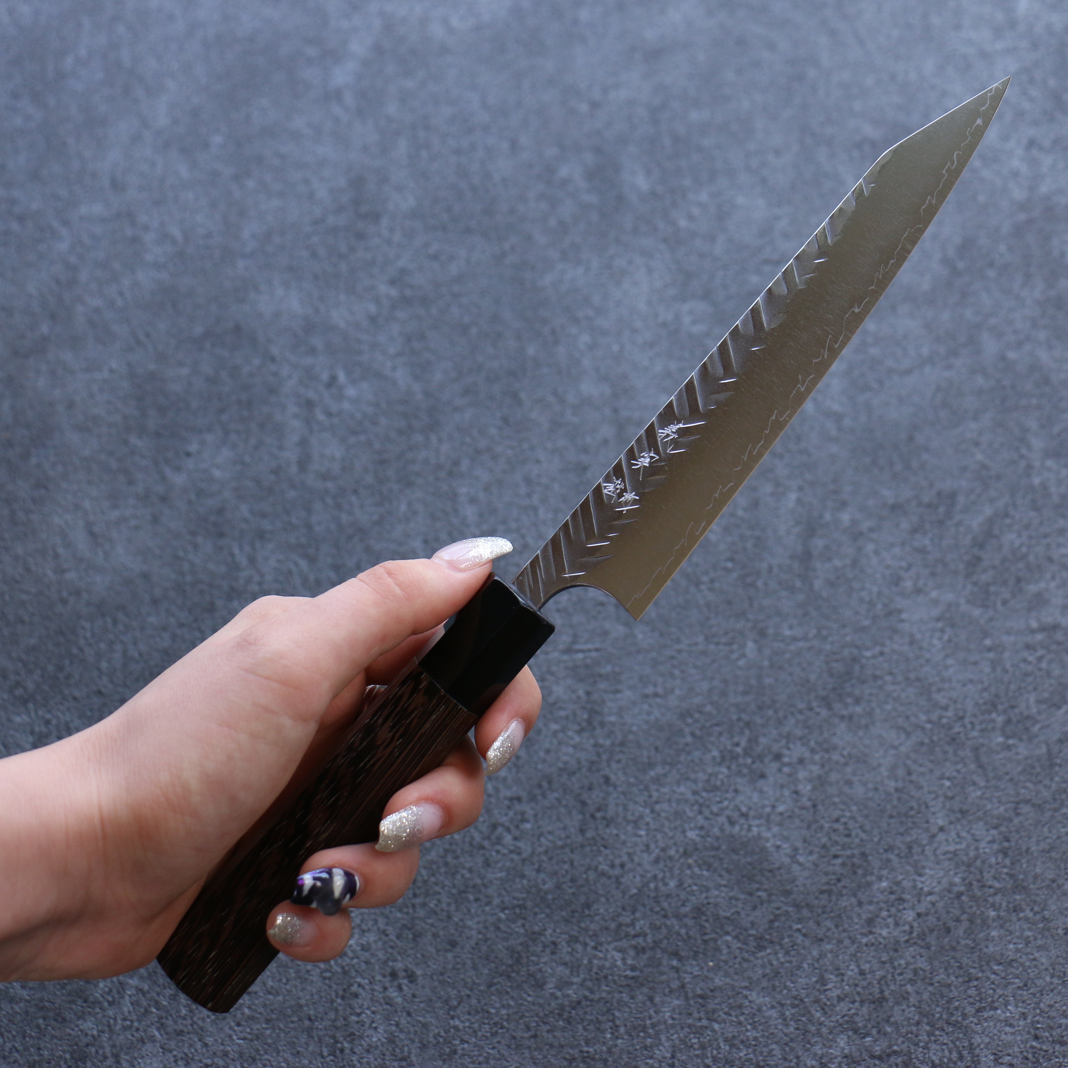Yoshimi Kato SG2 Hammered ( V ) Kiritsuke Petty-Utility 150mm Wenge Handle - Seisuke Knife