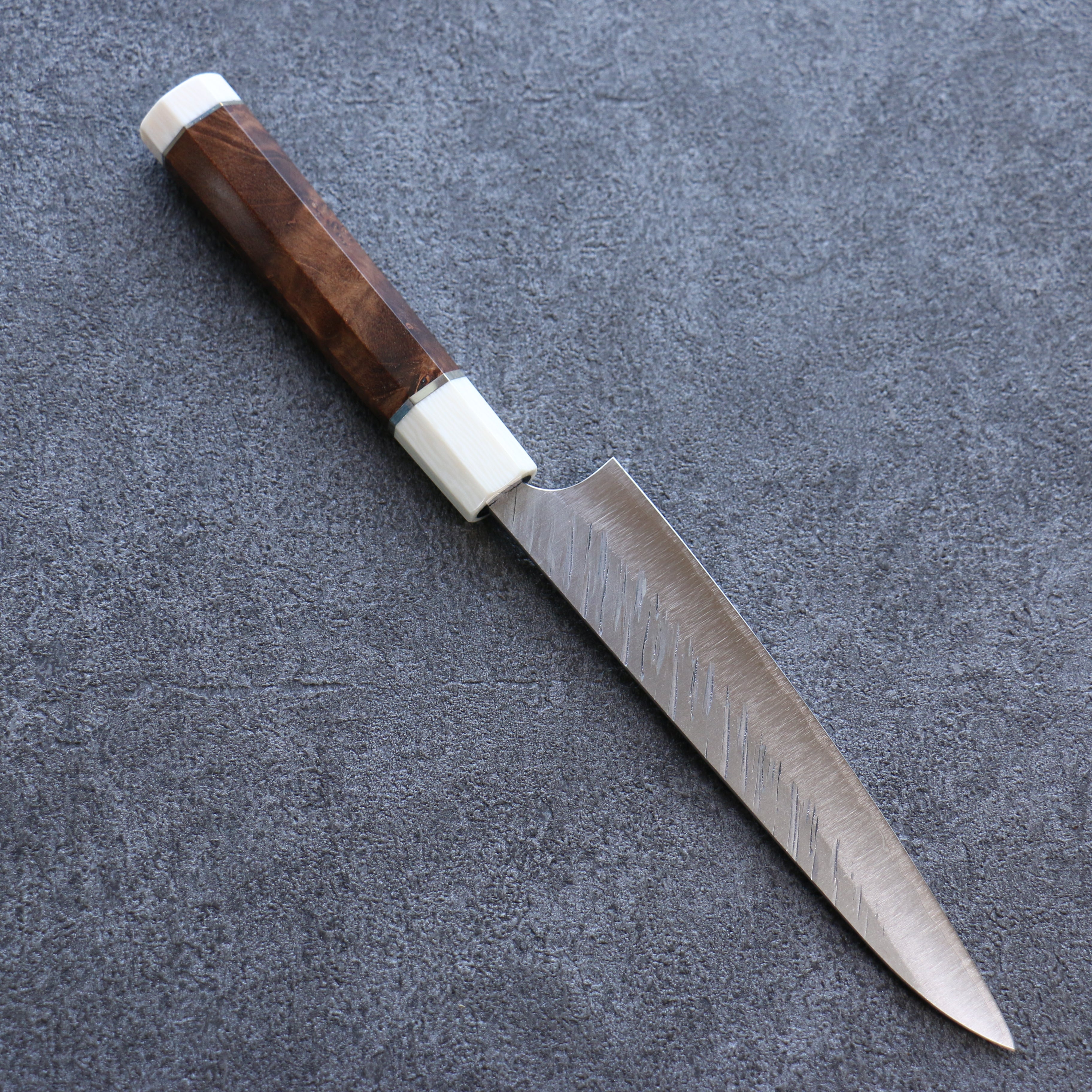 Yu Kurosaki Fujin SG2 Hammered Petty-Utility 150mm Stabilized wood (Birch Burl) Handle - Seisuke Knife