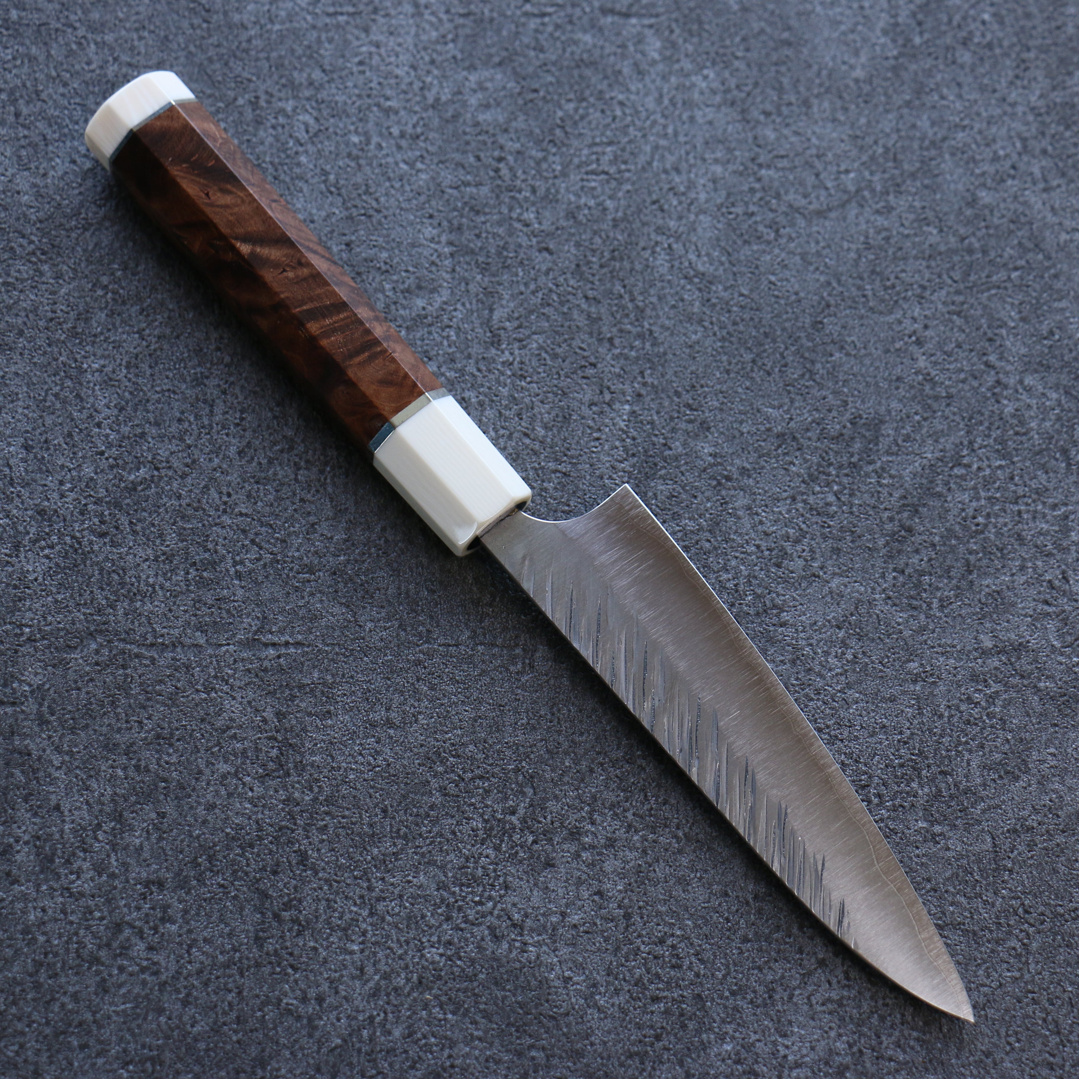 Yu Kurosaki Fujin SG2 Hammered Petty-Utility 120mm Stabilized wood (Birch Burl) Handle - Seisuke Knife
