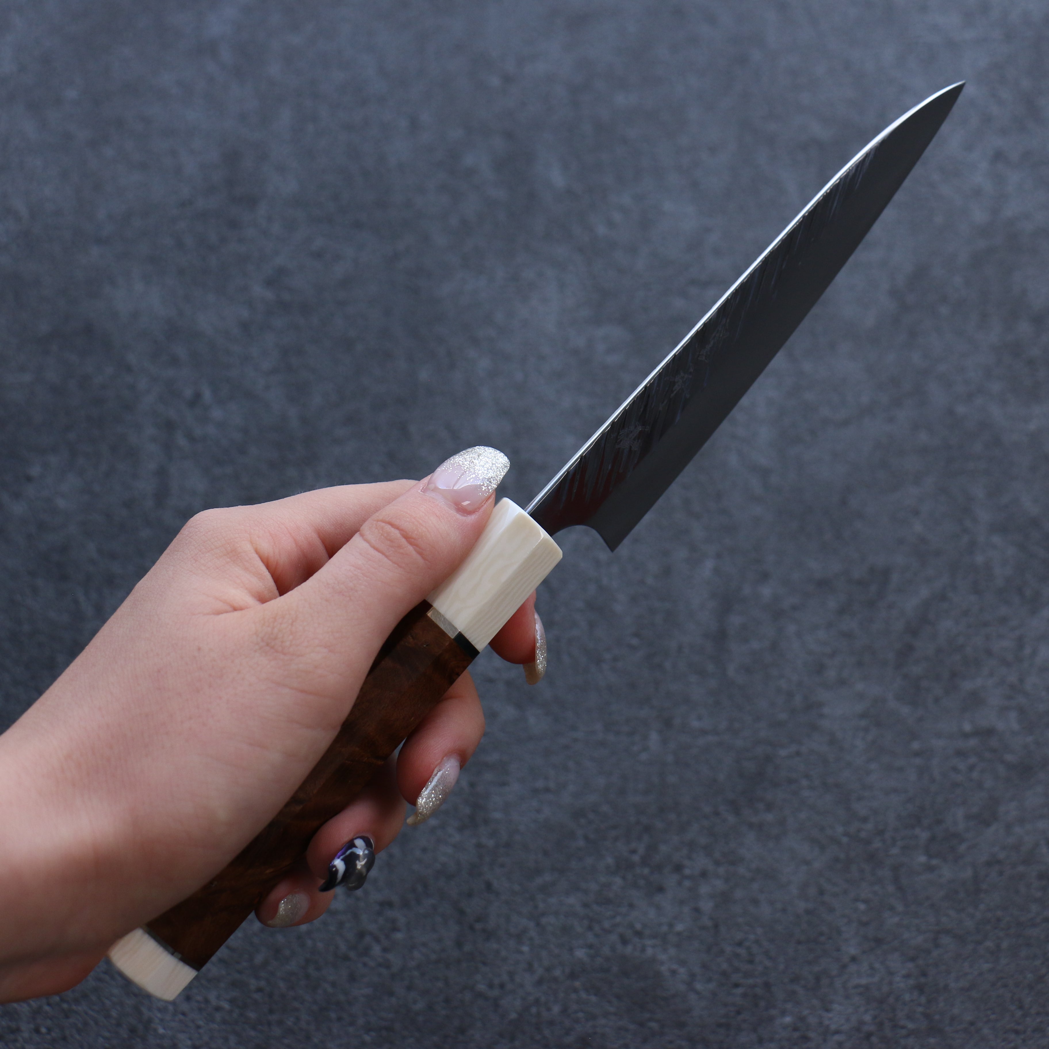 Yu Kurosaki Fujin SG2 Hammered Petty-Utility 120mm Stabilized wood (Birch Burl) Handle - Seisuke Knife