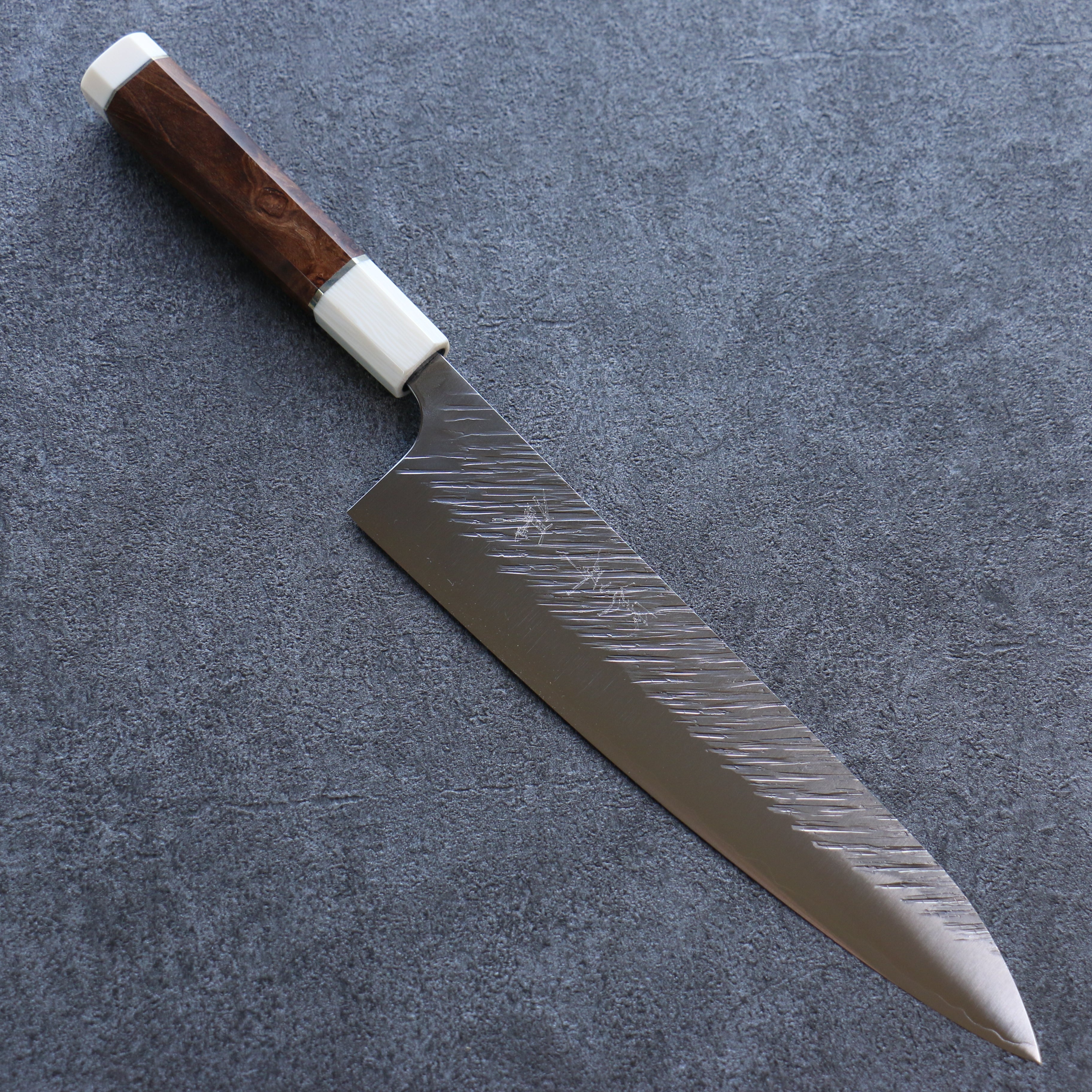 Yu Kurosaki Fujin SG2 Hammered Gyuto 240mm Stabilized wood (Birch Burl) Handle - Seisuke Knife