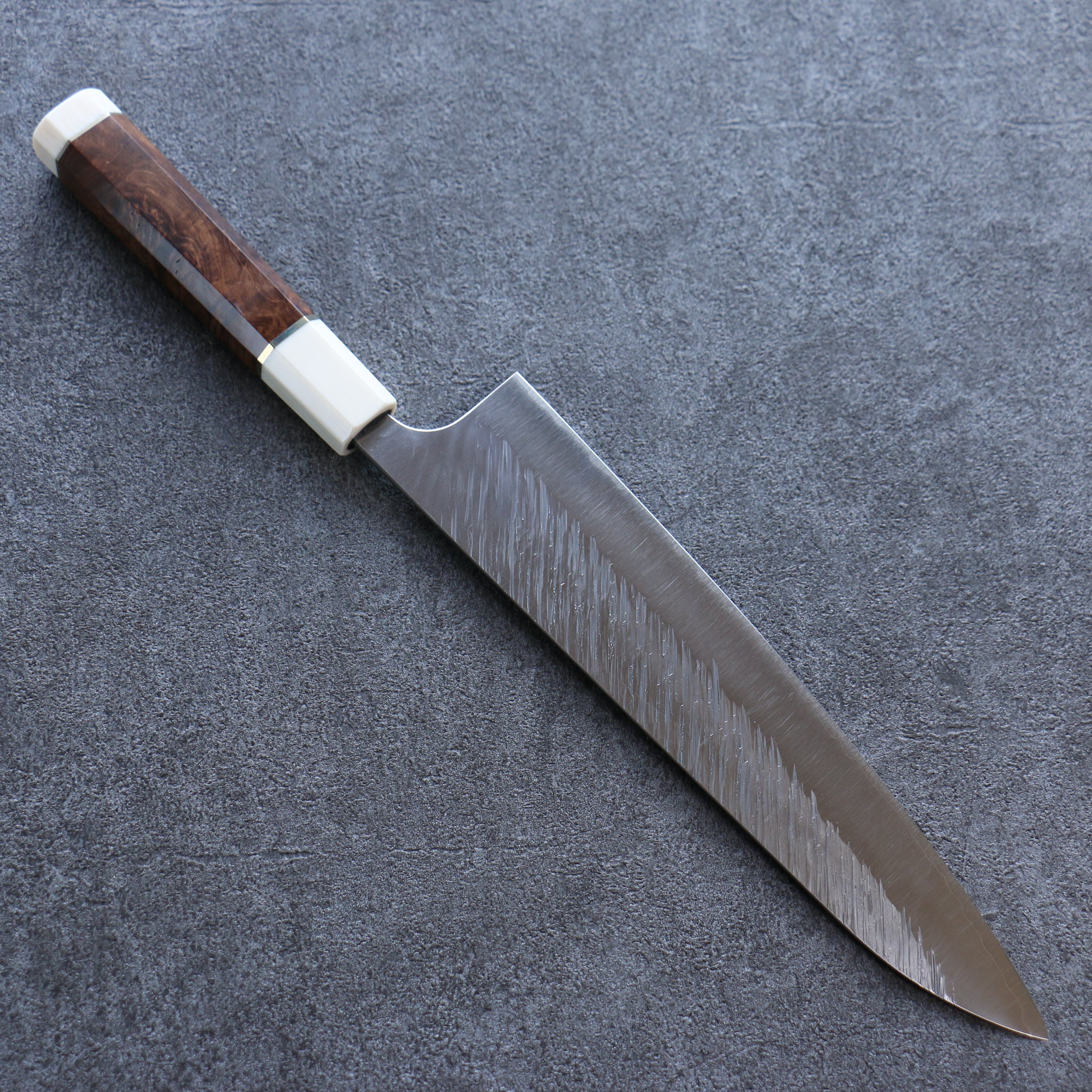Yu Kurosaki Fujin SG2 Hammered Gyuto 240mm Stabilized wood (Birch Burl) Handle - Seisuke Knife