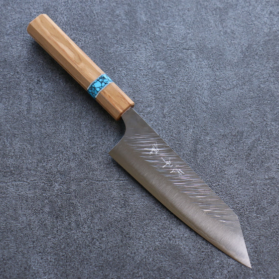 Yu Kurosaki Fujin SG2 Hammered Bunka 165mm Olive tree(ferrule: Turquoise) Handle - Seisuke Knife