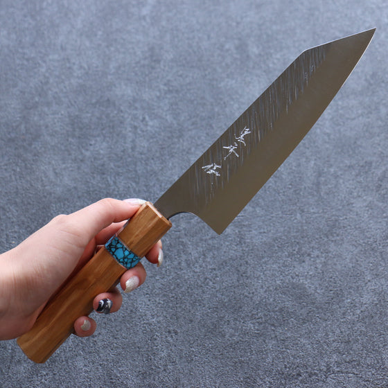 Yu Kurosaki Fujin SG2 Hammered Bunka 165mm Olive tree(ferrule: Turquoise) Handle - Seisuke Knife