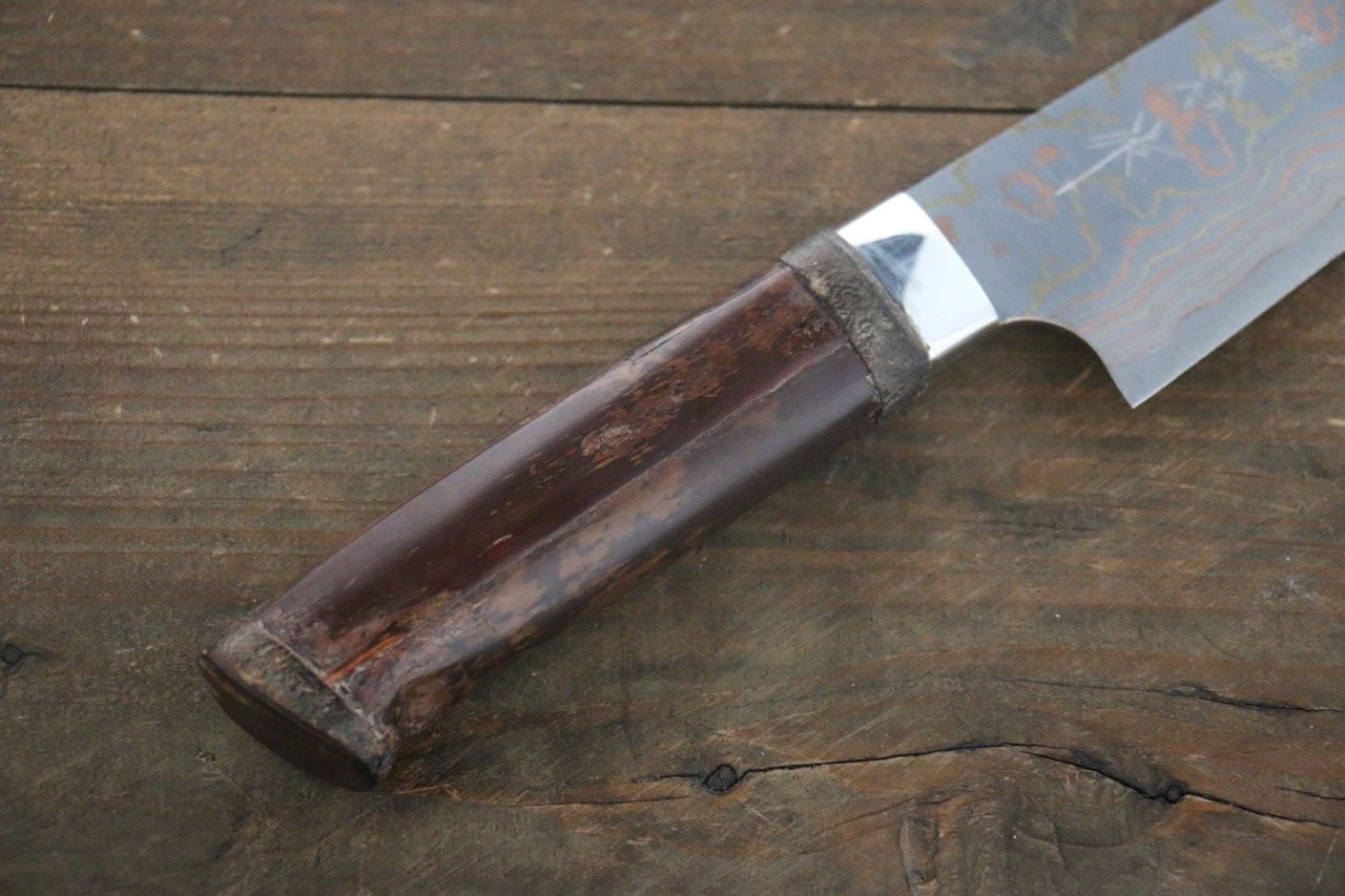 Takeshi Saji Blue Steel No.2 Colored Damascus Gyuto 180mm Cherry Blossoms Handle - Seisuke Knife