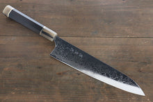  Takeshi Saji SG2 Mirrored Finish Damascus Gyuto 240mm Ebony with Double Ring Handle - Seisuke Knife