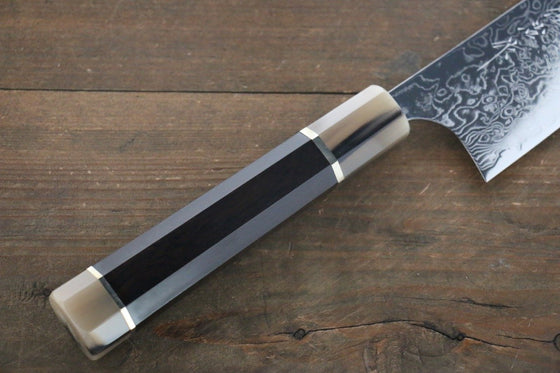 Takeshi Saji SG2 Mirrored Finish Damascus Gyuto 240mm Ebony with Double Ring Handle - Seisuke Knife