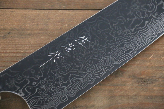 Takeshi Saji SG2 Mirrored Finish Damascus Gyuto 240mm Ebony with Double Ring Handle - Seisuke Knife