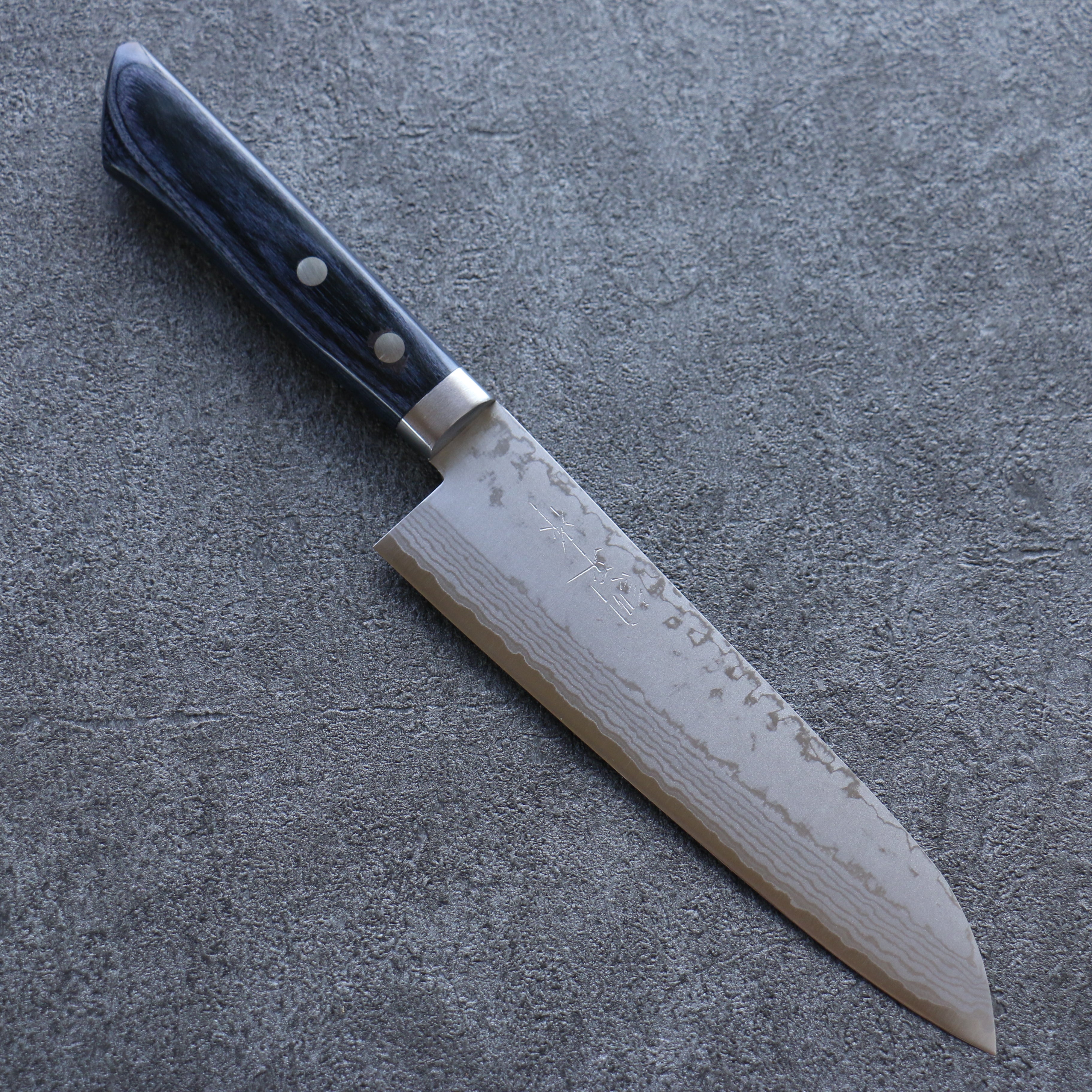 Kunihira Sairyu VG10 Damascus Gyuto 170mm Navy blue Pakka wood Handle - Seisuke Knife