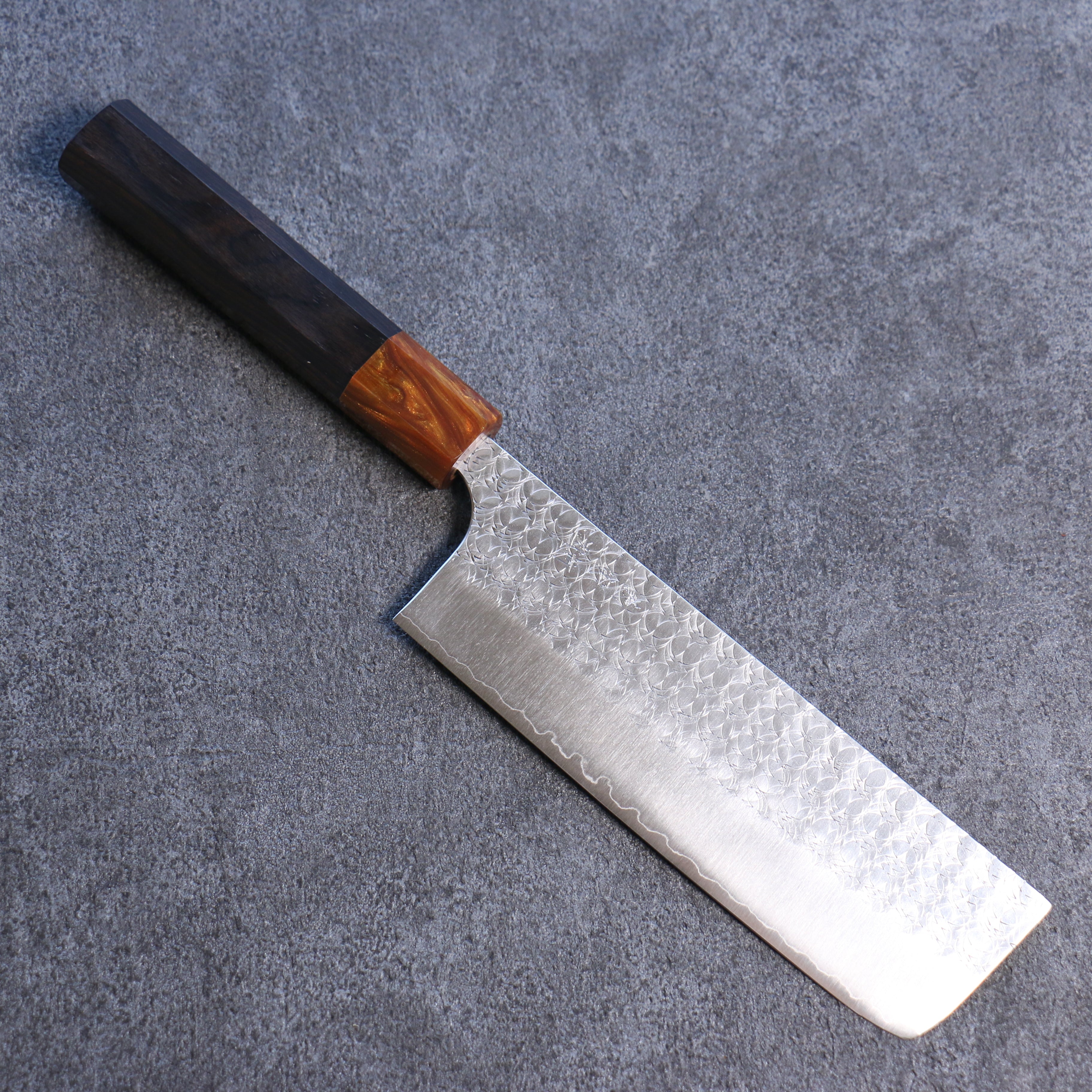 Yoshimi Kato Minamo SG2 Hammered Nakiri 165mm Ebony Wood Handle - Seisuke Knife