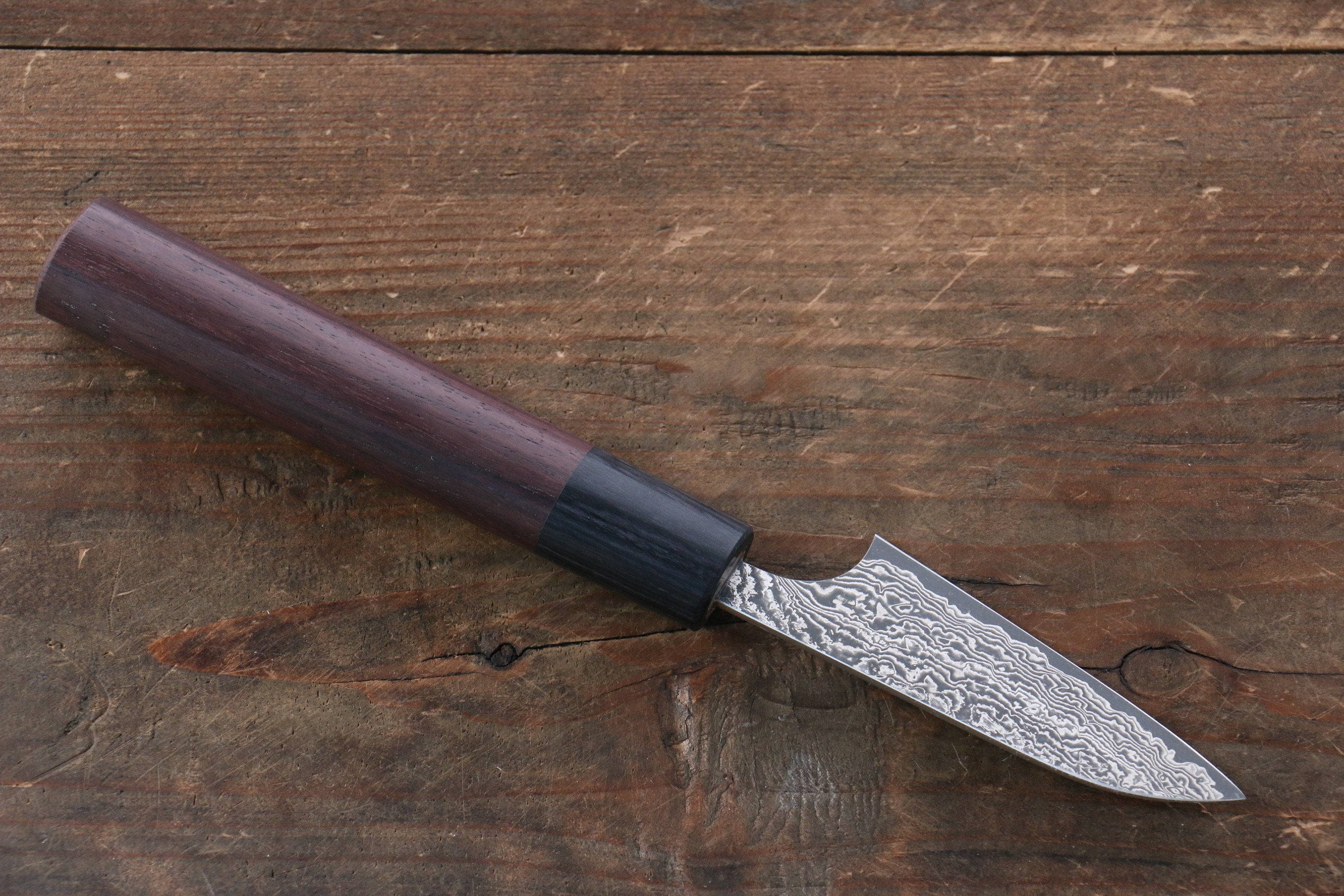 Yoshimi Kato VG10 Damascus Petty-Utility 70mm with Shitan Handle - Seisuke Knife
