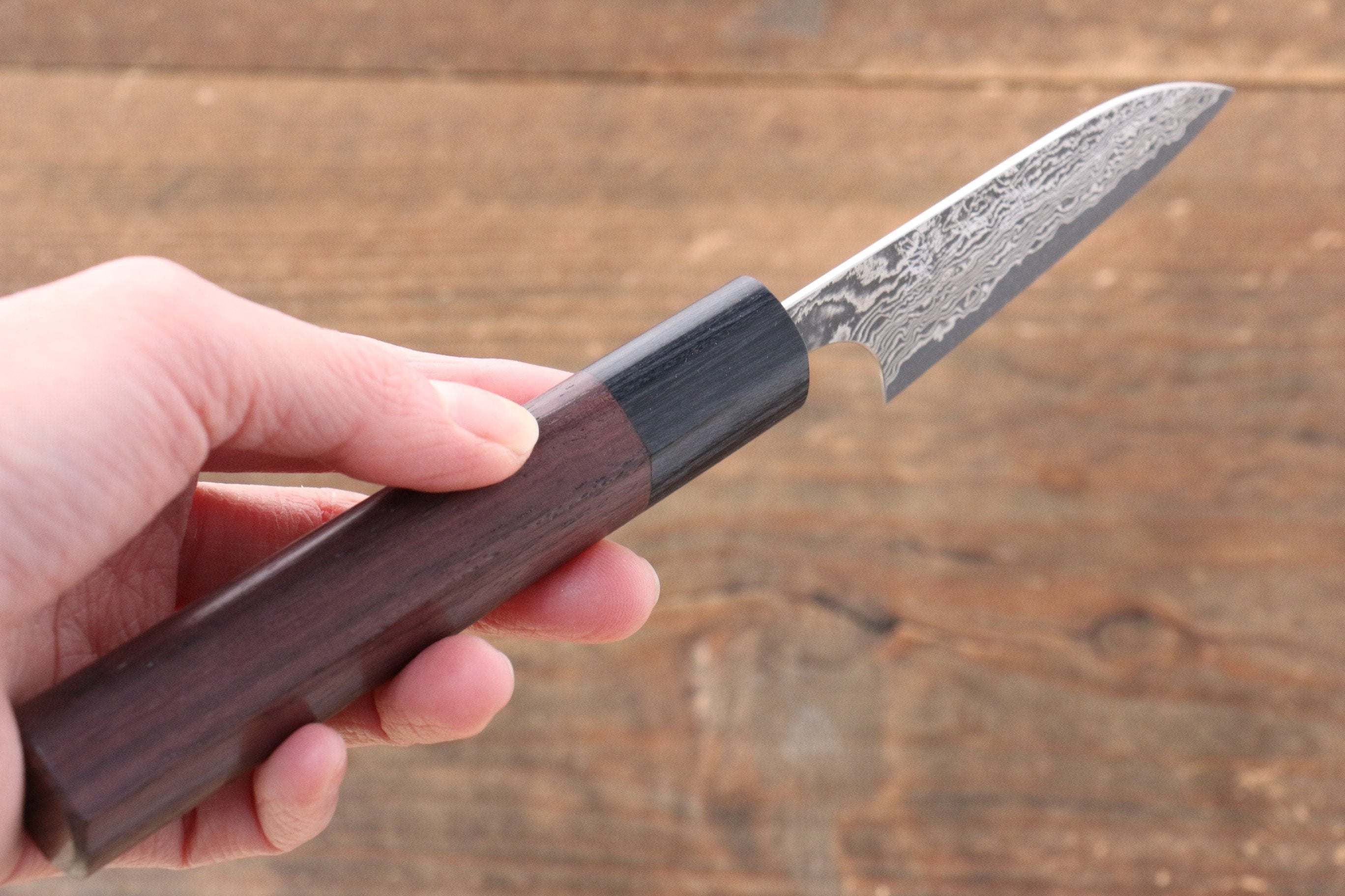 Yoshimi Kato VG10 Damascus Petty-Utility 70mm with Shitan Handle - Seisuke Knife