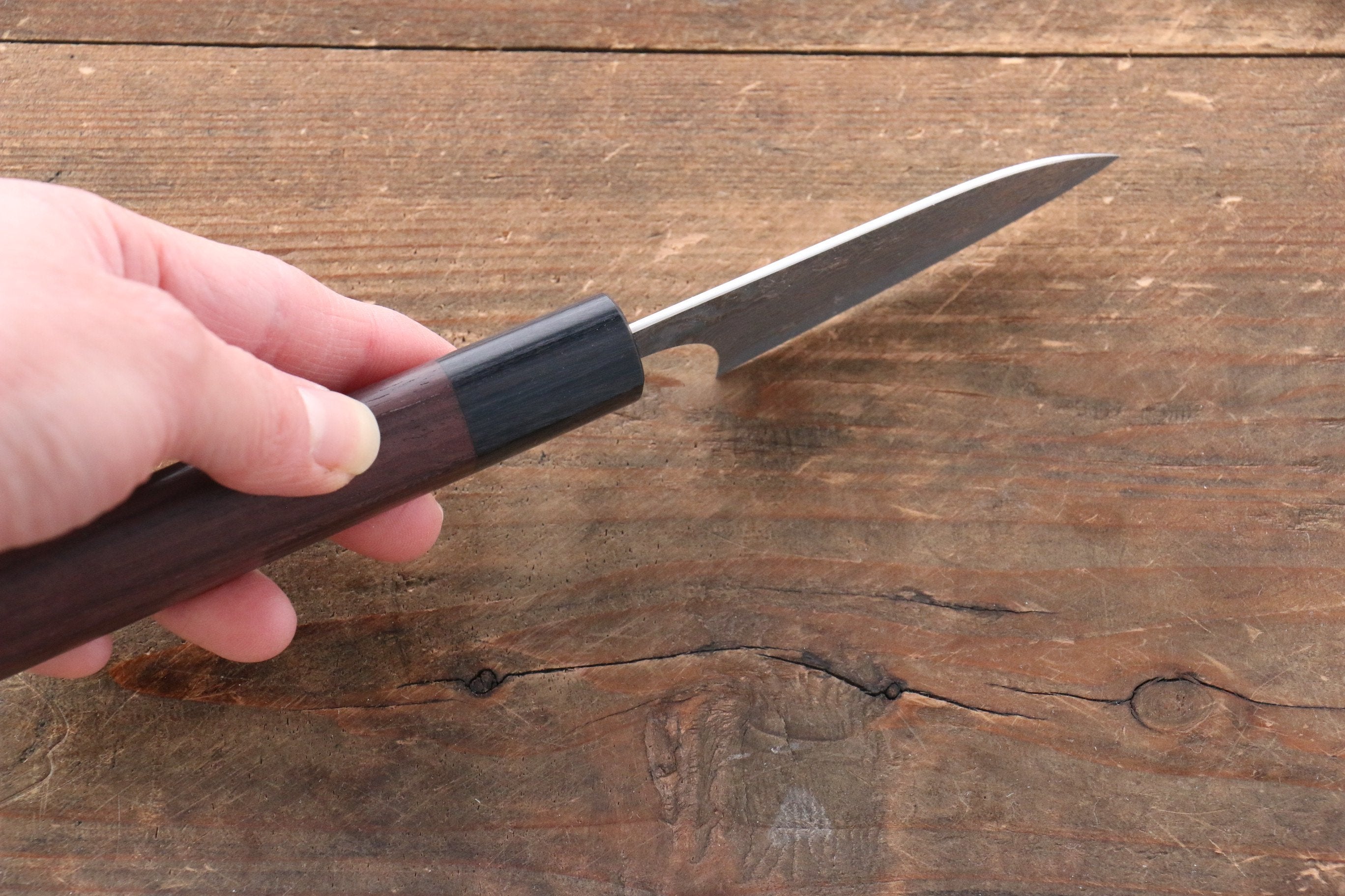 Yoshimi Kato VG10 Damascus Petty-Utility 70mm with Shitan Handle - Seisuke Knife