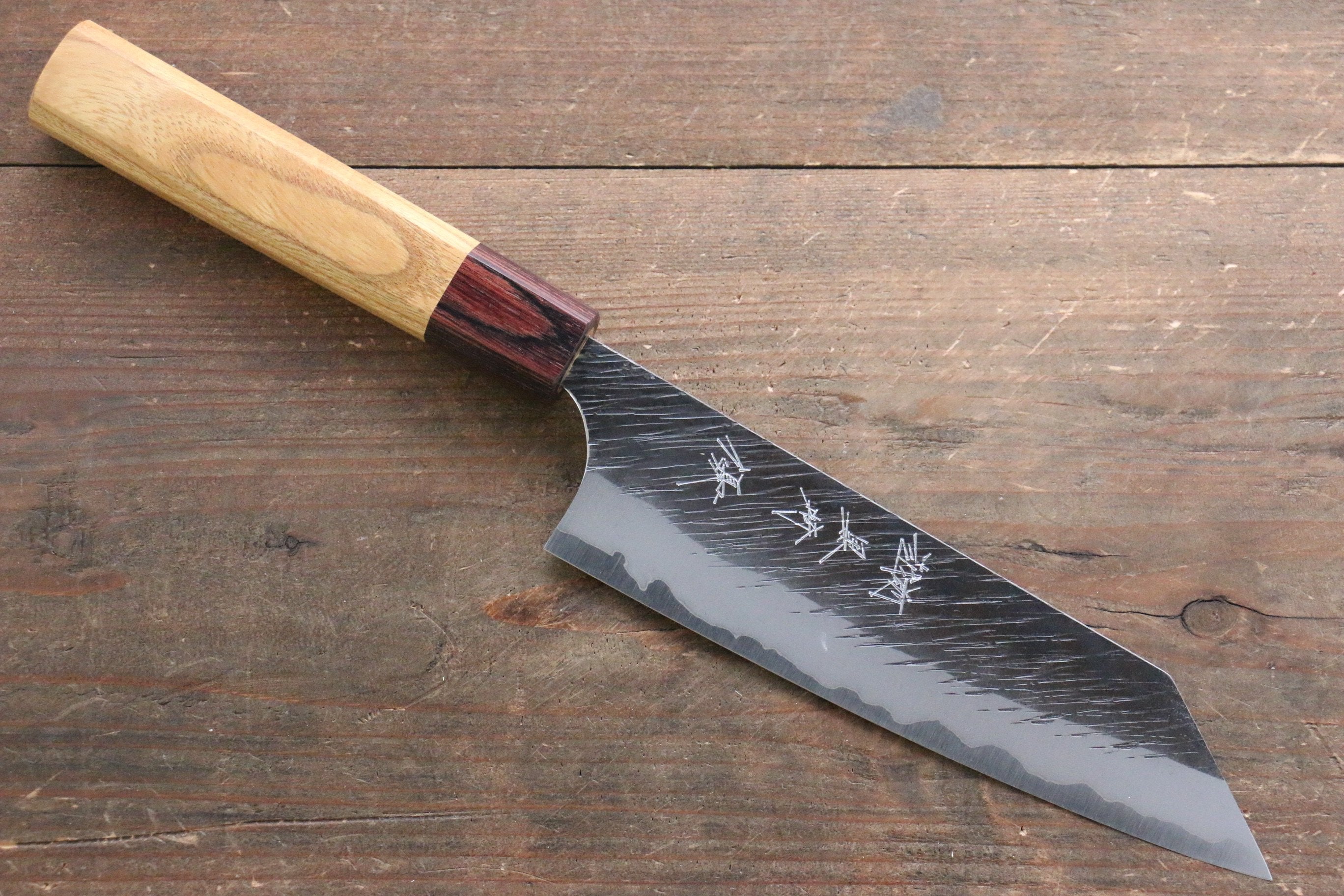 Yu Kurosaki Fujin Blue Super Hammered Bunka 165mm with Keyaki Elm Handle - Seisuke Knife
