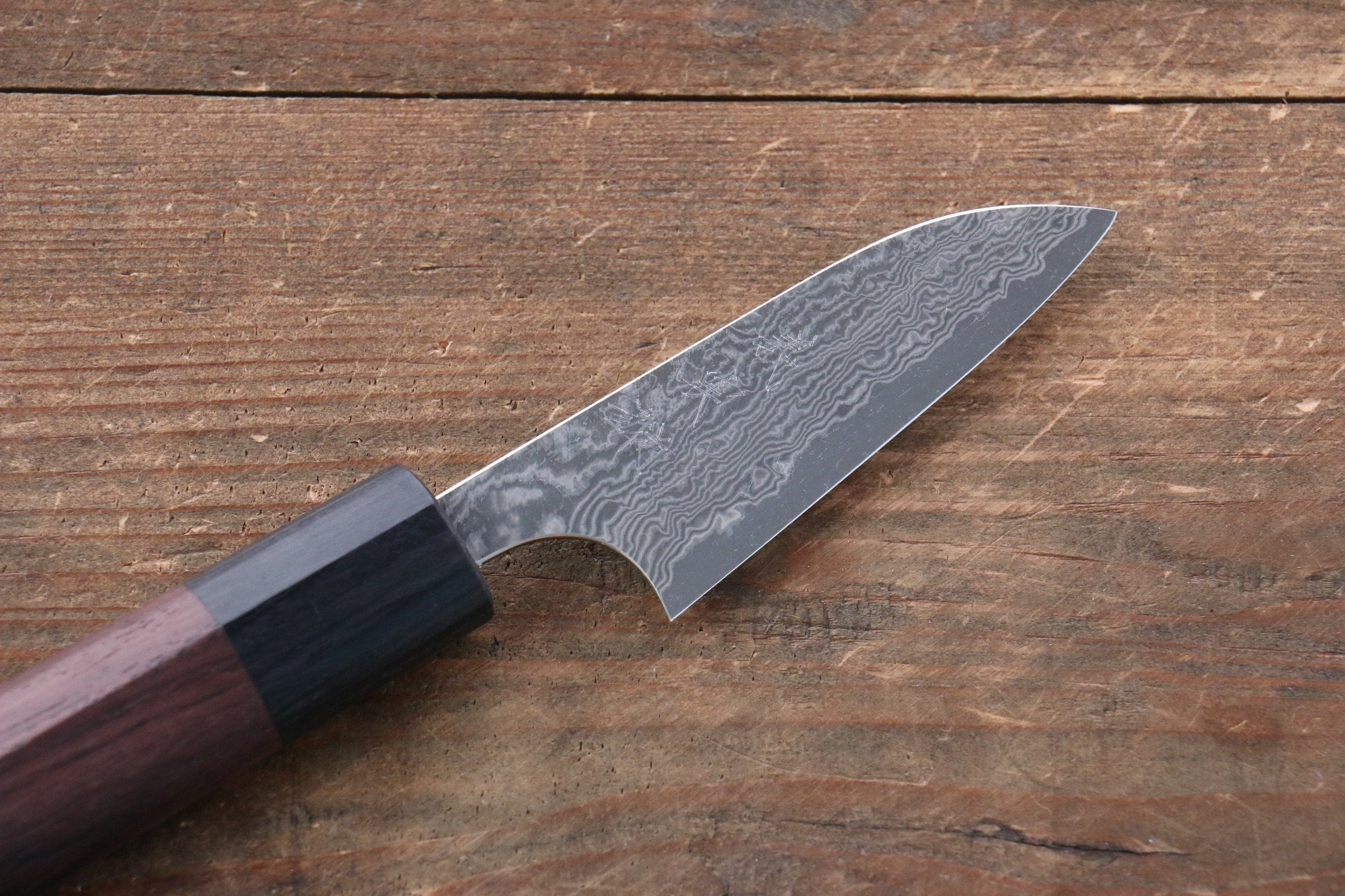 Yoshimi Kato VG10 Damascus Petty-Utility 70mm with Shitan Handle - Seisuke Knife