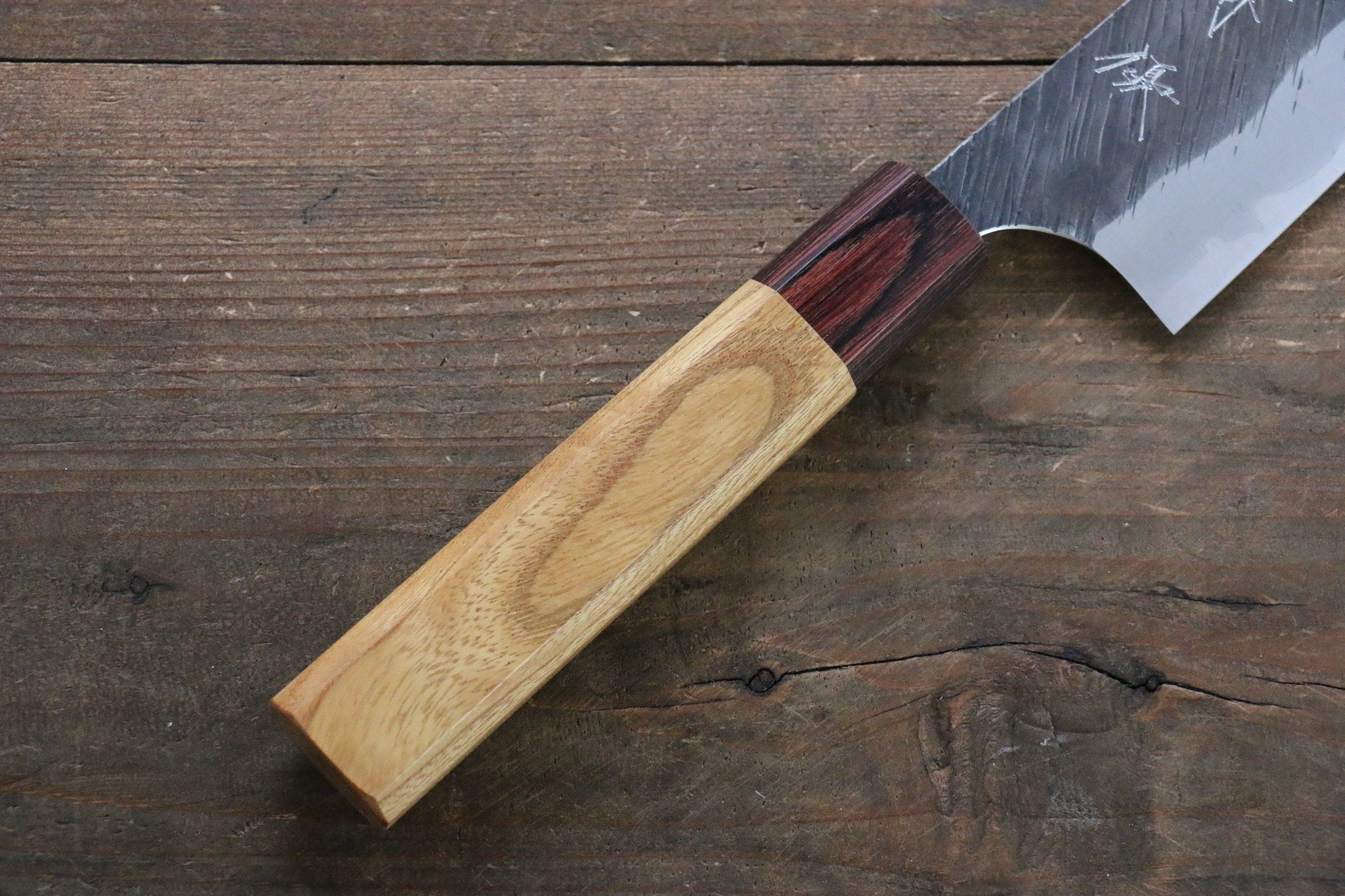 Yu Kurosaki Fujin Blue Super Hammered Bunka 165mm with Keyaki Elm Handle - Seisuke Knife