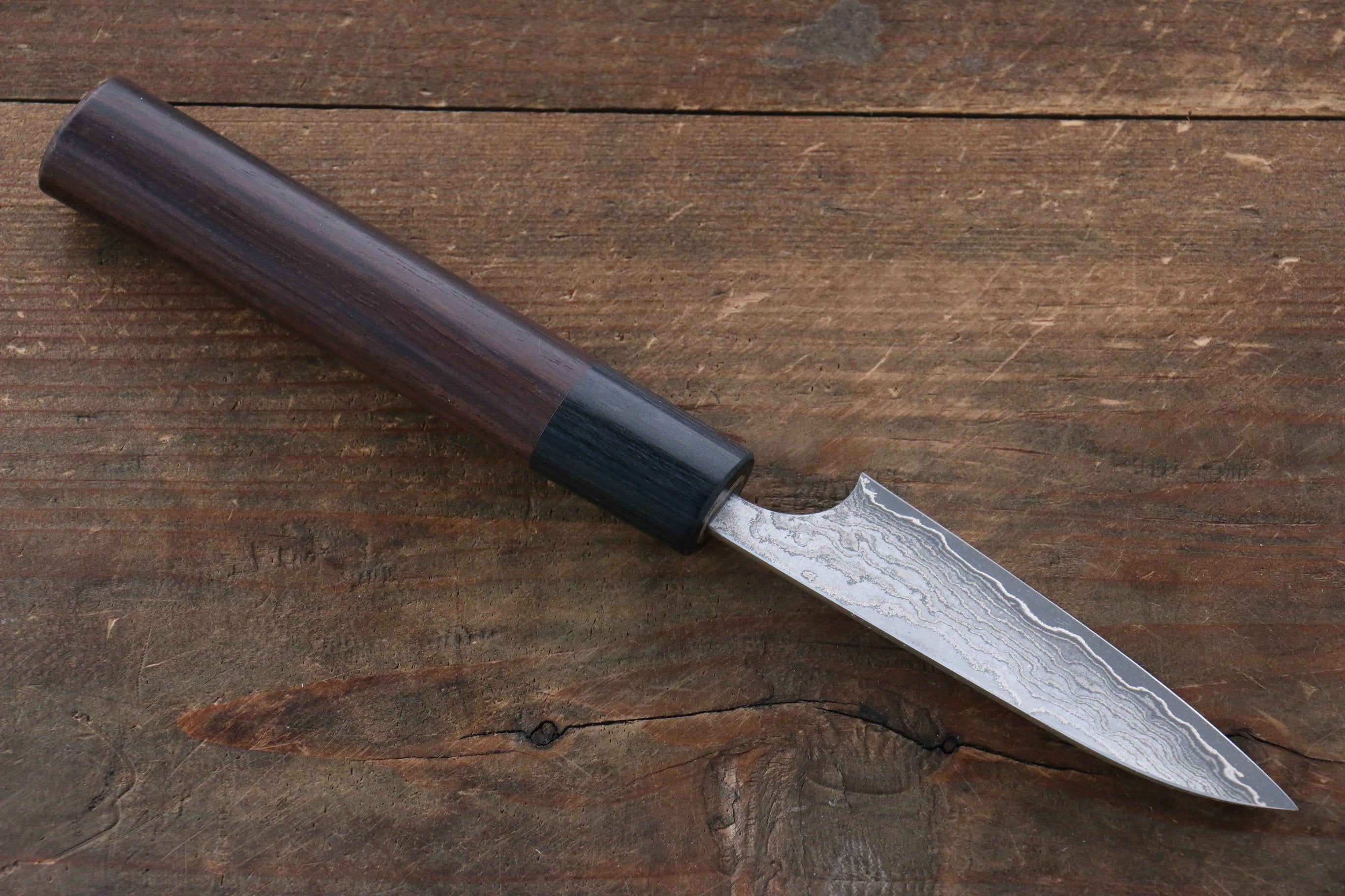 Yoshimi Kato VG10 8 Layer Damascus Petty-Utility 75mm with Shitan Handle - Seisuke Knife
