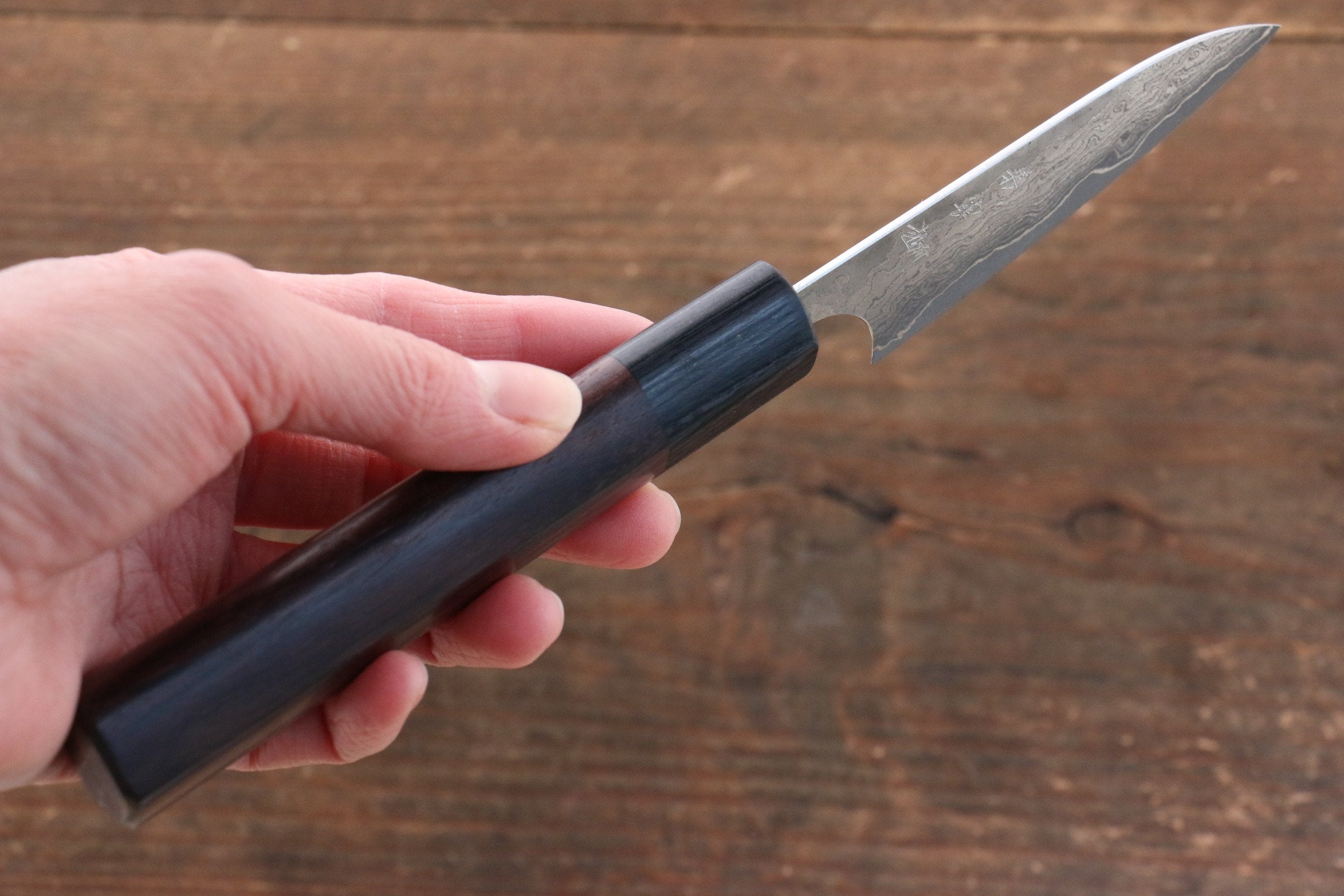 Yoshimi Kato VG10 8 Layer Damascus Petty-Utility 75mm with Shitan Handle - Seisuke Knife