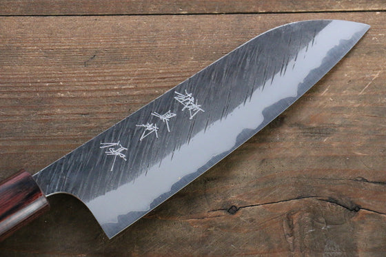 Yu Kurosaki Fujin Blue Super Hammered Santoku 165mm Keyaki (Japanese Elm) Handle - Seisuke Knife