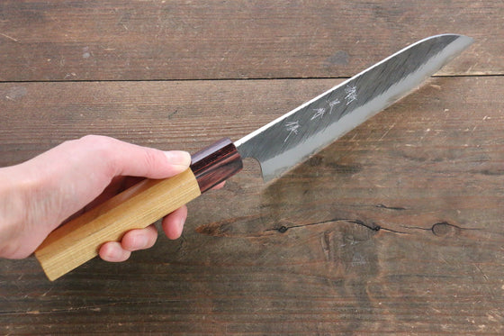 Yu Kurosaki Fujin Blue Super Hammered Santoku 165mm Keyaki (Japanese Elm) Handle - Seisuke Knife