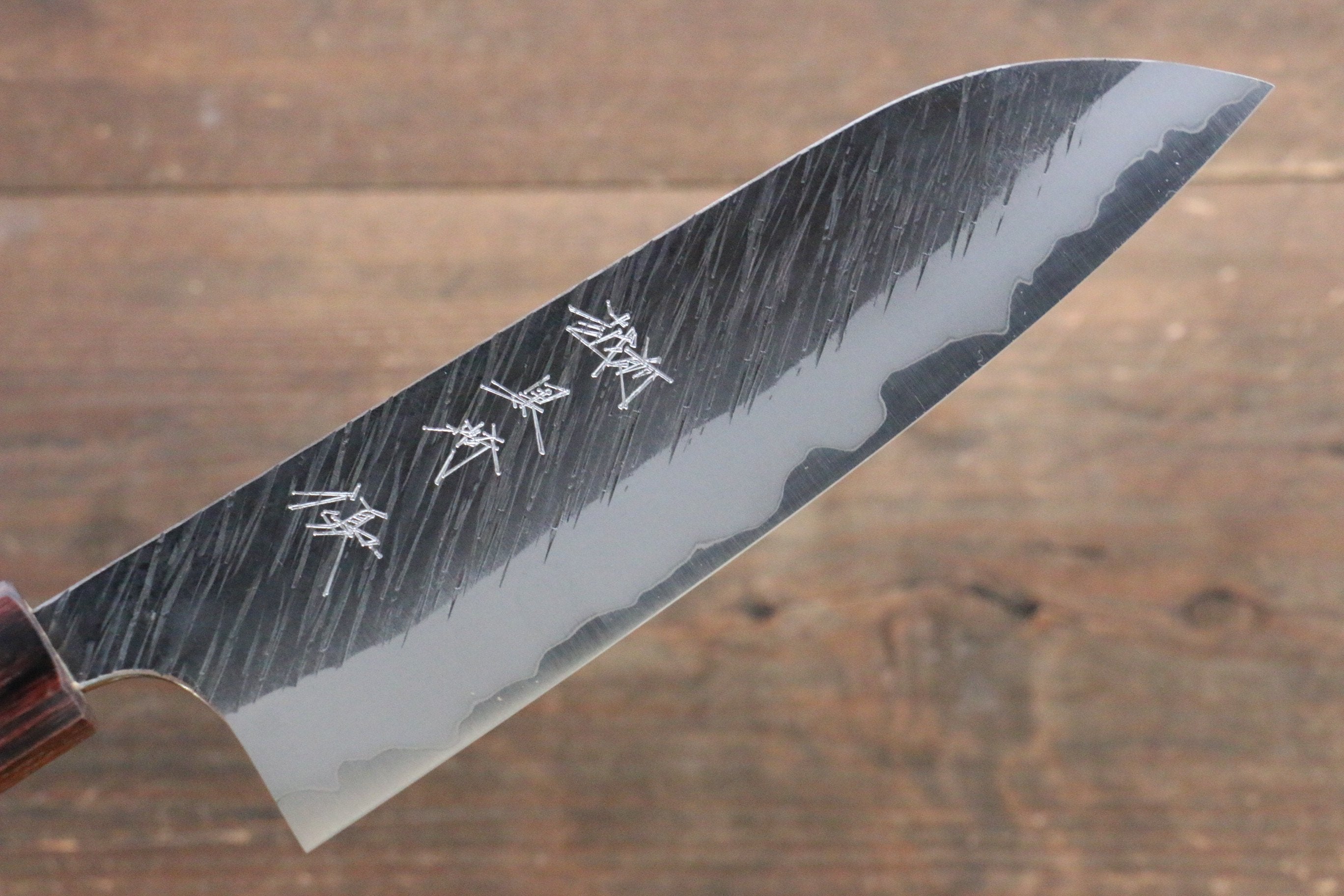 Yu Kurosaki Fujin Blue Super Hammered Santoku 165mm Keyaki (Japanese Elm) Handle - Seisuke Knife