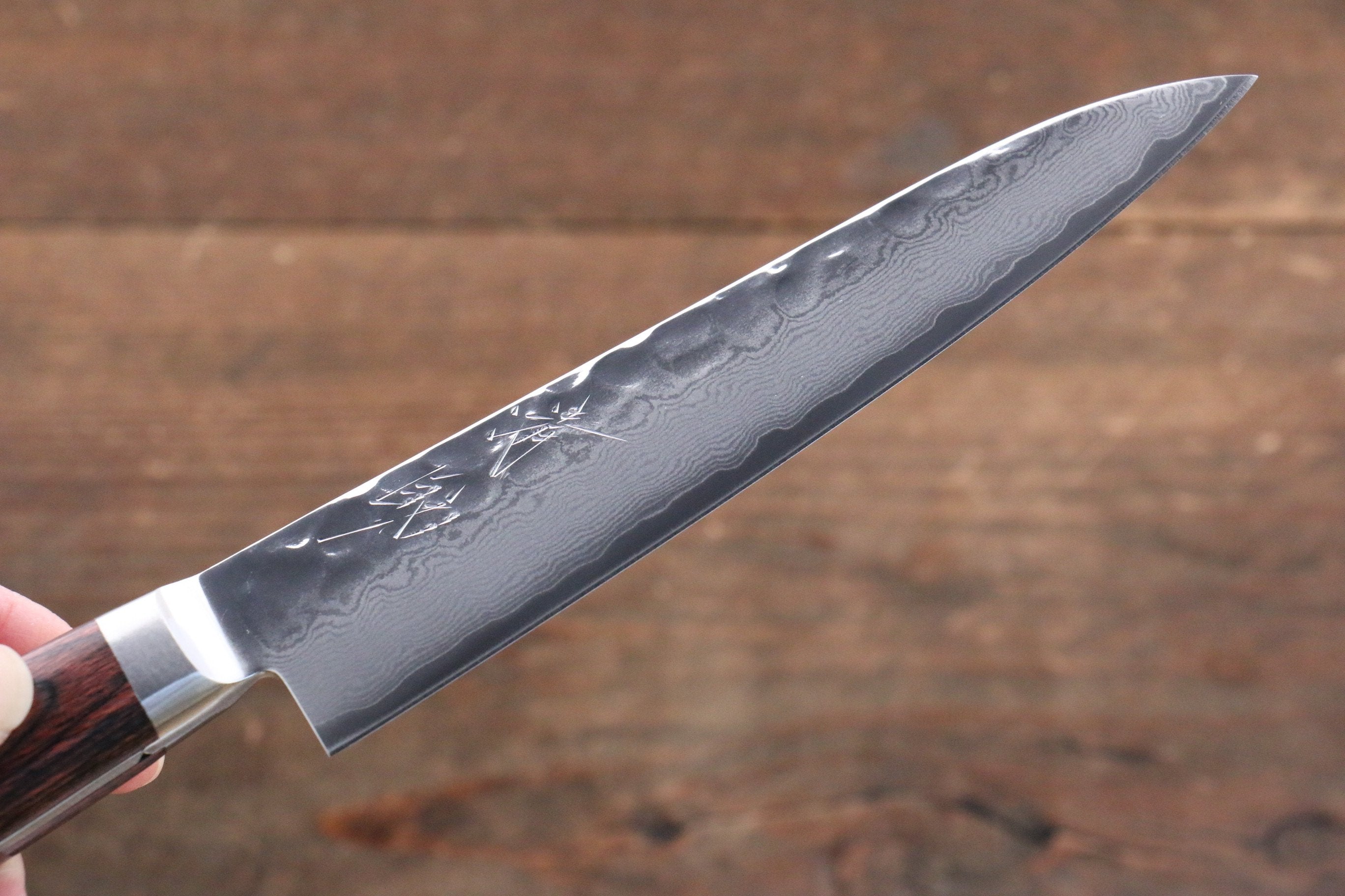 Seisuke VG10 33 Layer Damascus Petty-Utility 135mm Mahogany Handle with Sheath - Seisuke Knife