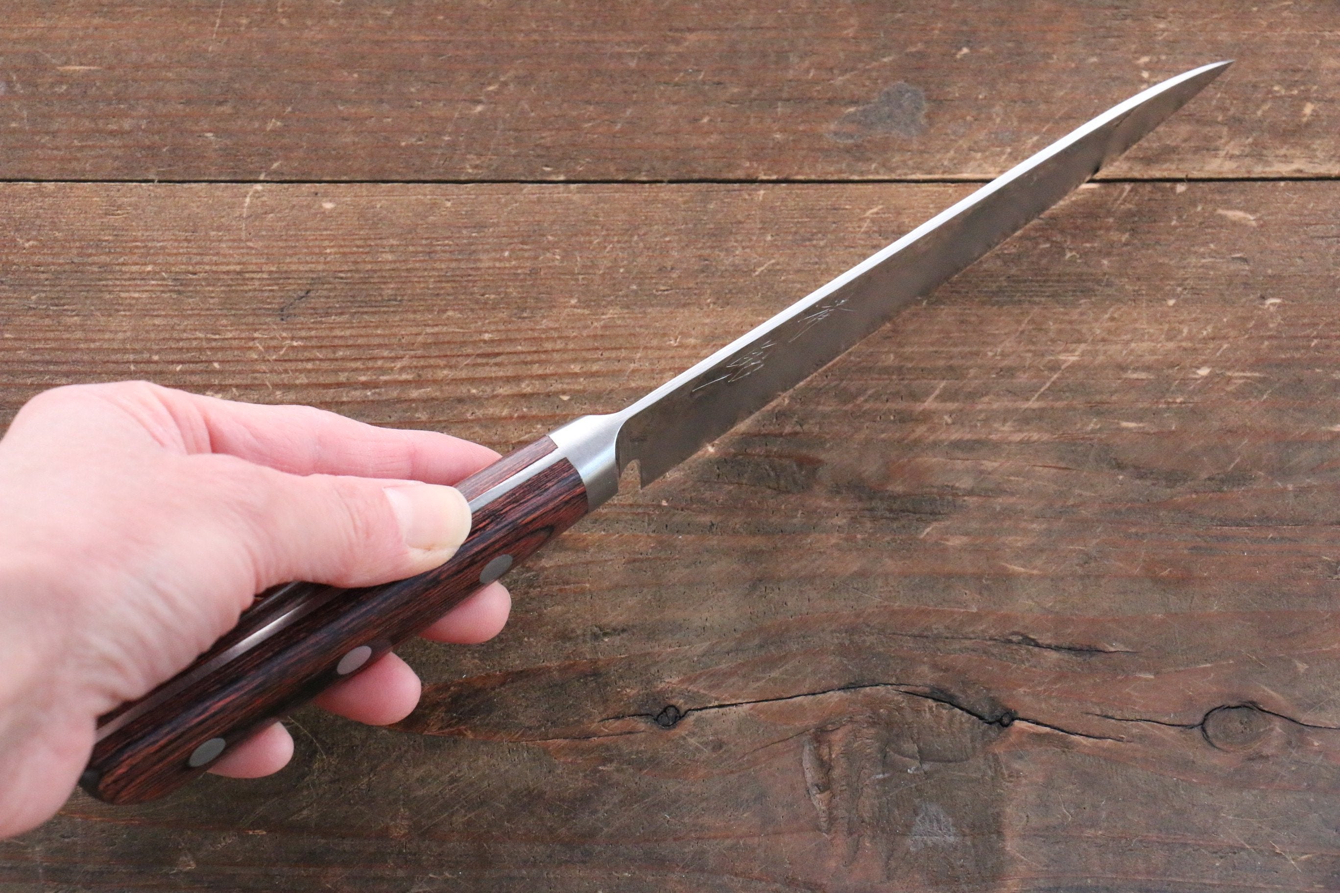 Seisuke VG10 33 Layer Damascus Petty-Utility 135mm Mahogany Handle with Sheath - Seisuke Knife