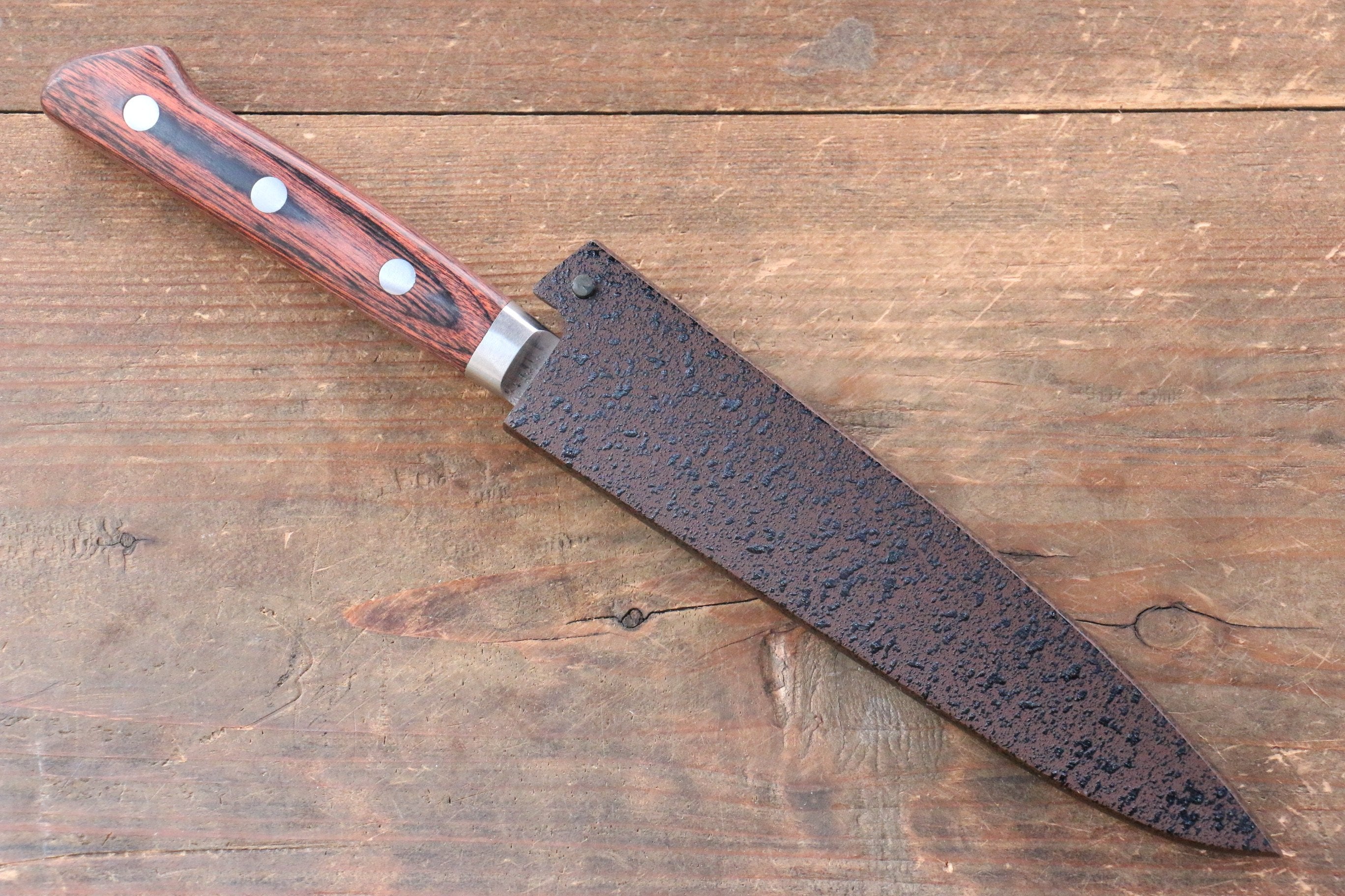 Seisuke VG10 33 Layer Damascus Petty-Utility 135mm Mahogany Handle with Sheath - Seisuke Knife