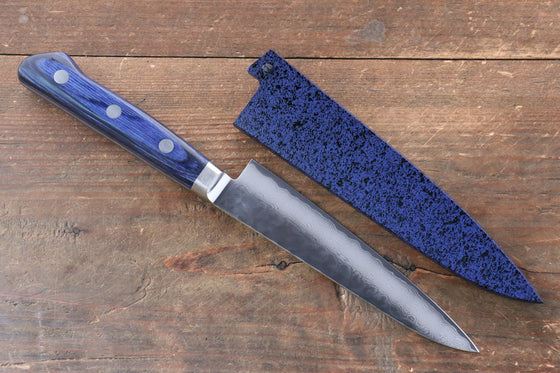Seisuke Seiun VG10 33 Layer Damascus Petty-Utility 135mm Blue Pakka wood Handle with Sheath - Seisuke Knife