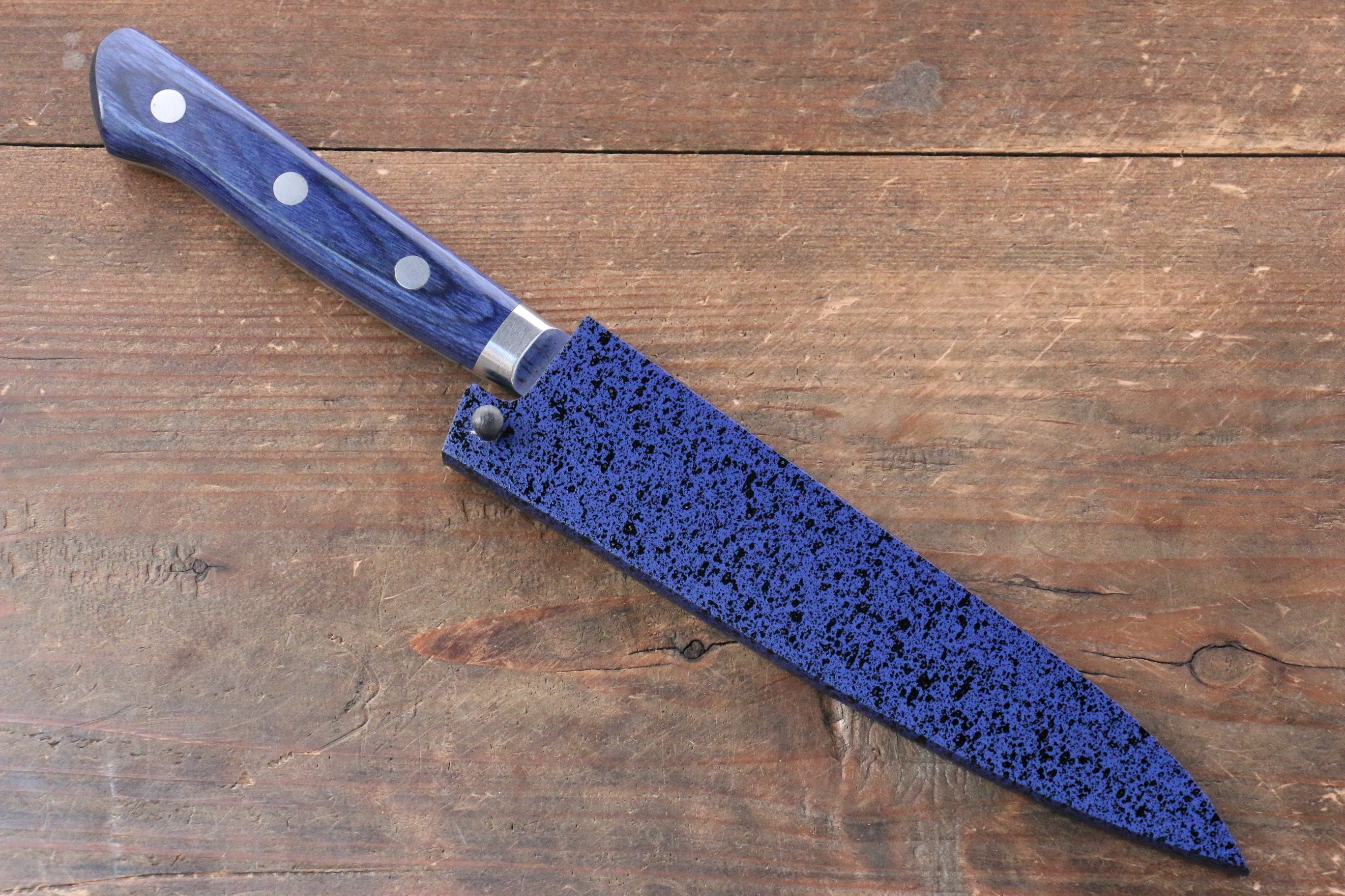 Seisuke Seiun VG10 33 Layer Damascus Petty-Utility 135mm Blue Pakka wood Handle with Sheath - Seisuke Knife