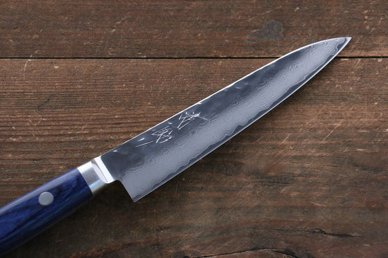 Seisuke Seiun VG10 33 Layer Damascus Petty-Utility 135mm Blue Pakka wood Handle with Sheath - Seisuke Knife