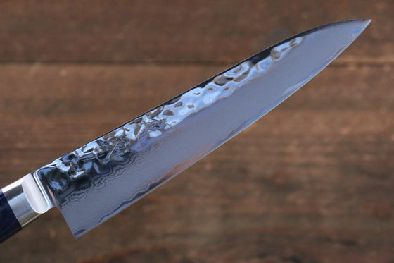 Seisuke Seiun VG10 33 Layer Damascus Petty-Utility 135mm Blue Pakka wood Handle with Sheath - Seisuke Knife