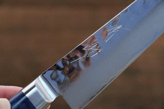 Seisuke Seiun VG10 33 Layer Damascus Petty-Utility 135mm Blue Pakka wood Handle with Sheath - Seisuke Knife