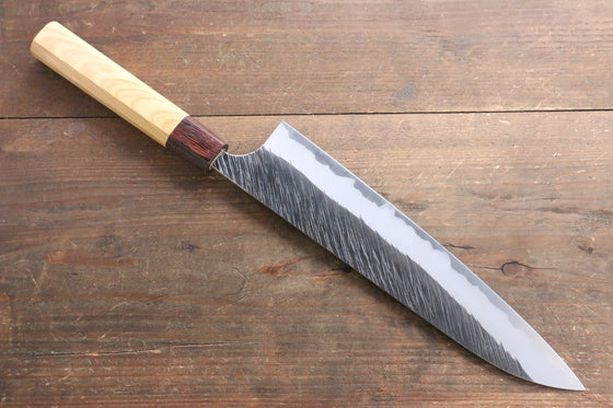 Yu Kurosaki Fujin Blue Super Hammered Gyuto 240mm Keyaki (Japanese Elm) Handle - Seisuke Knife