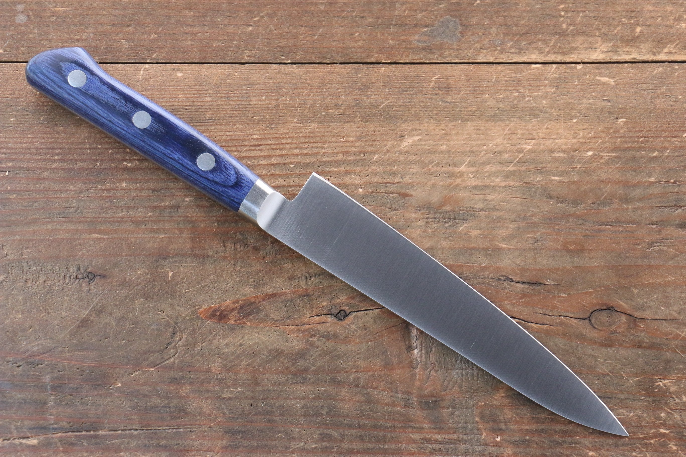 Seisuke Seiten Molybdenum Petty-Utility 120mm Blue Pakkawood Handle with Sheath - Seisuke Knife