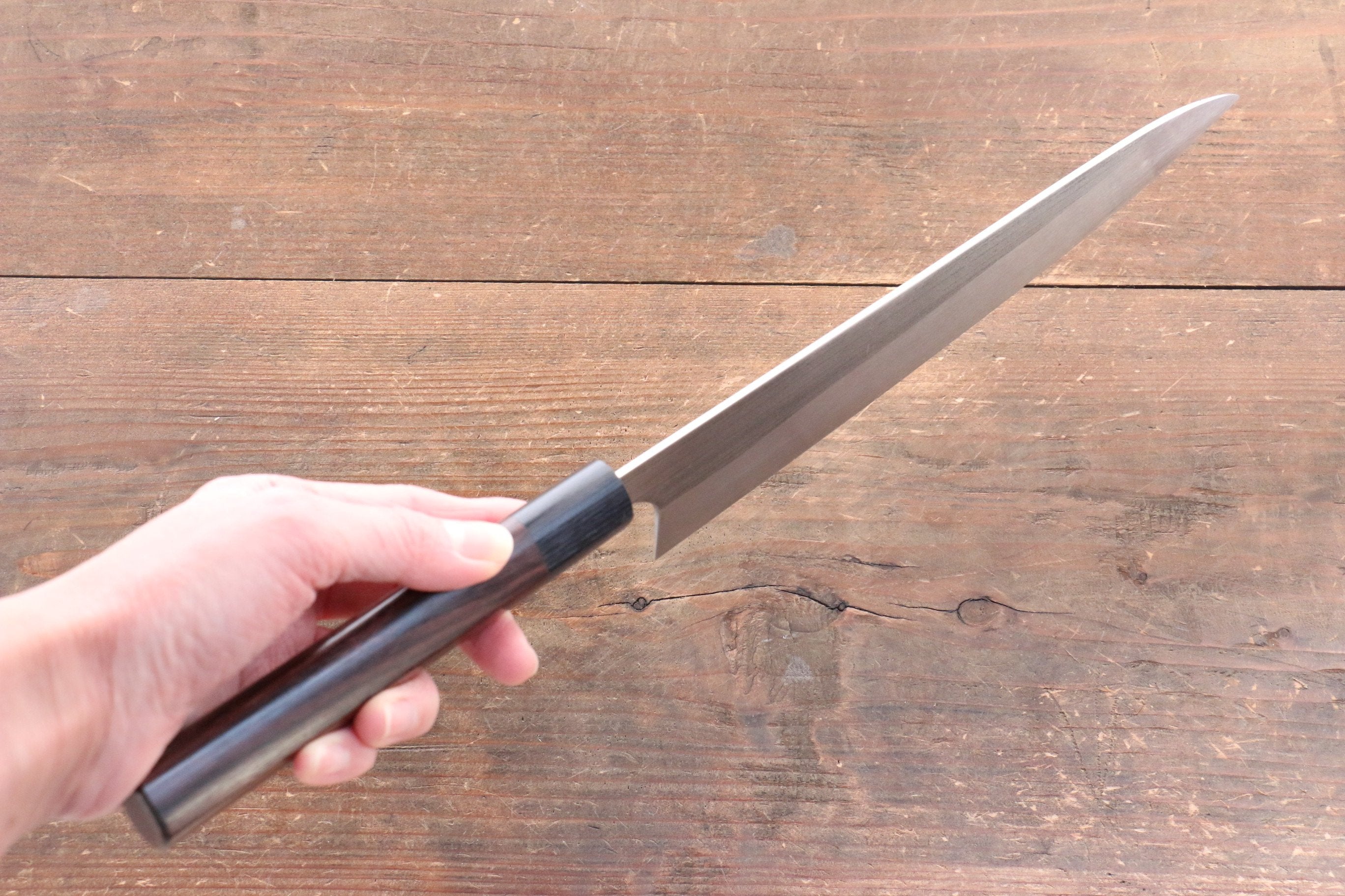 Shungo Ogata SG2 Kurouchi Black Finished Sujihiki 240mm Shitan Handle - Seisuke Knife