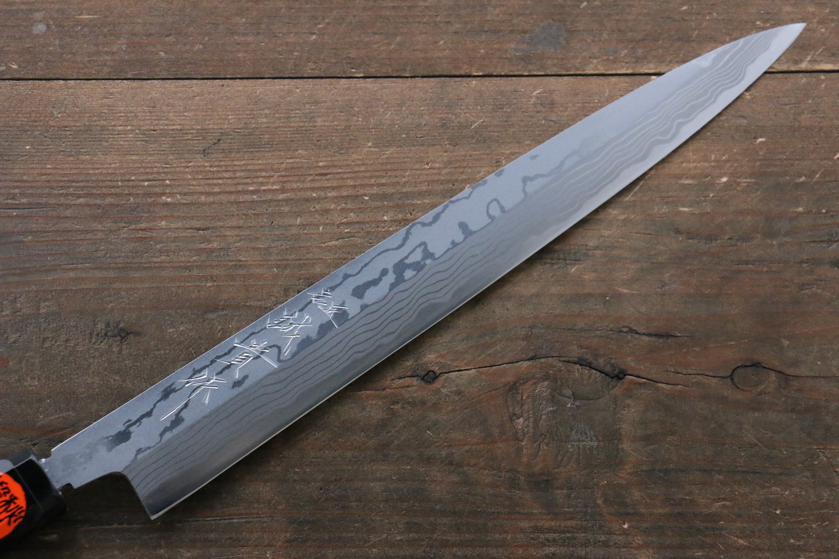 Shigeki Tanaka Blue Steel No.2 Damascus Yanagiba 270mm with Ebony Wood Handle - Seisuke Knife