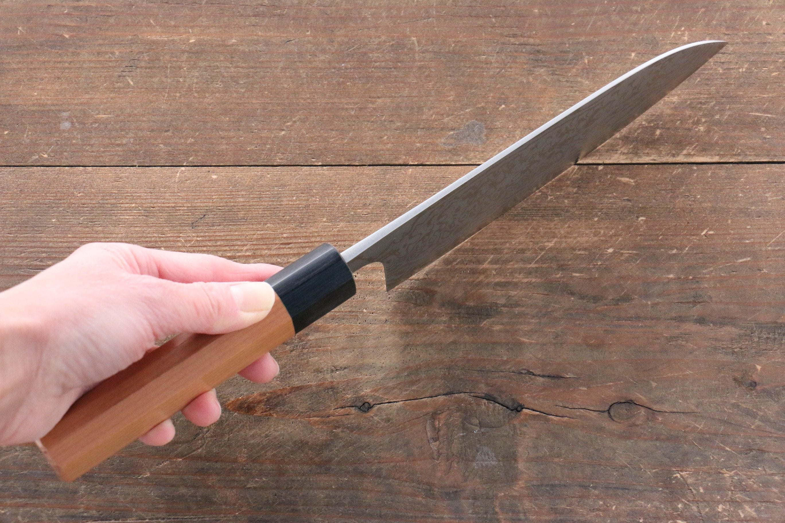 Nao Yamamoto VG10 Damascus Santoku 170mm with Cherry Wood Handle - Seisuke Knife
