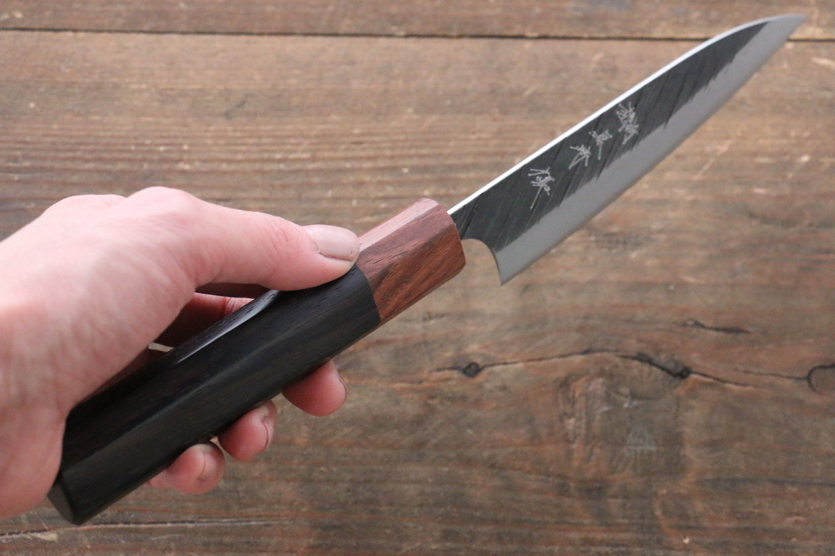 Yu Kurosaki Blue Super Hammered Petty-Utility 120mm with Shitan Handle (ferrule: Honduras) - Seisuke Knife